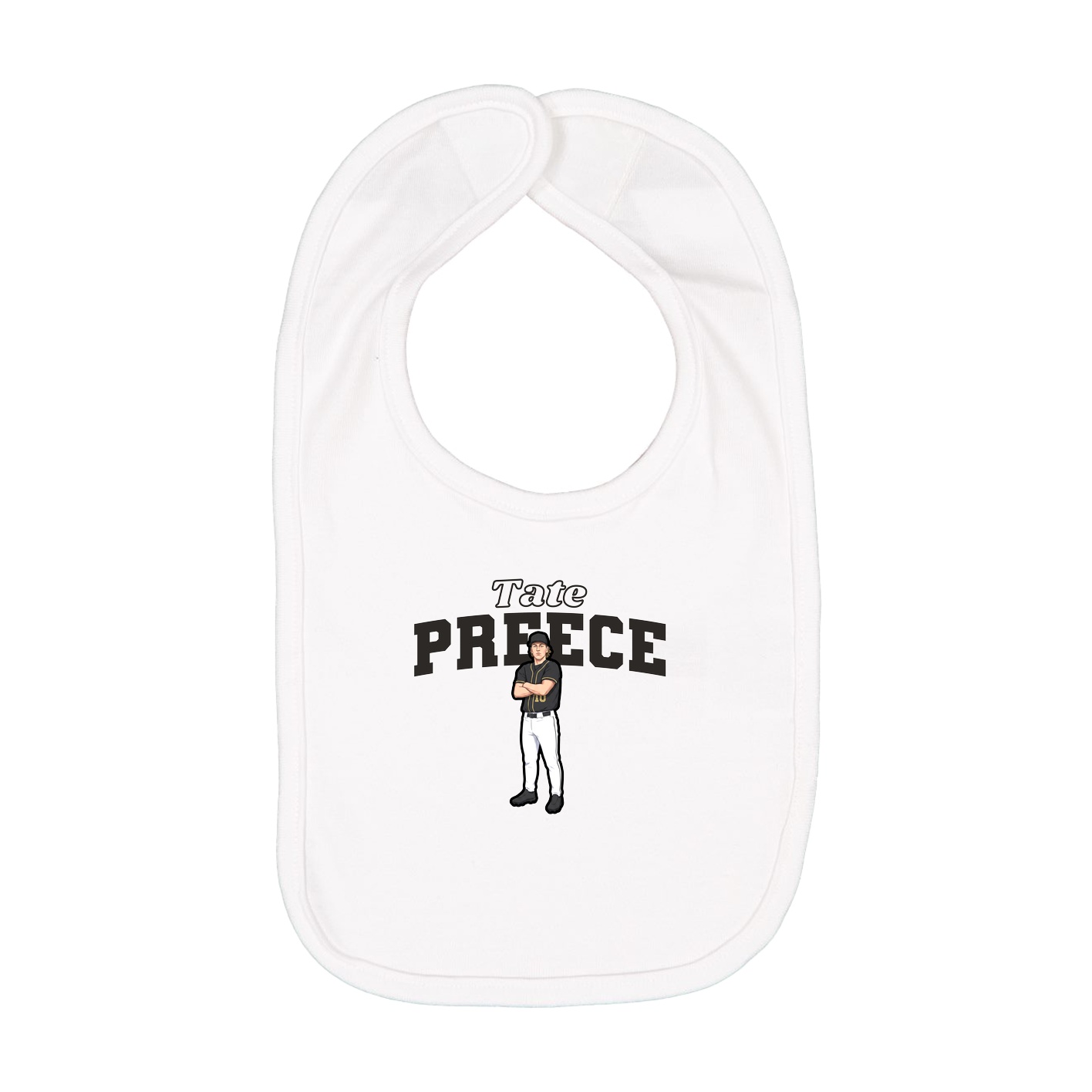 Infant Bib — Name Arch in White