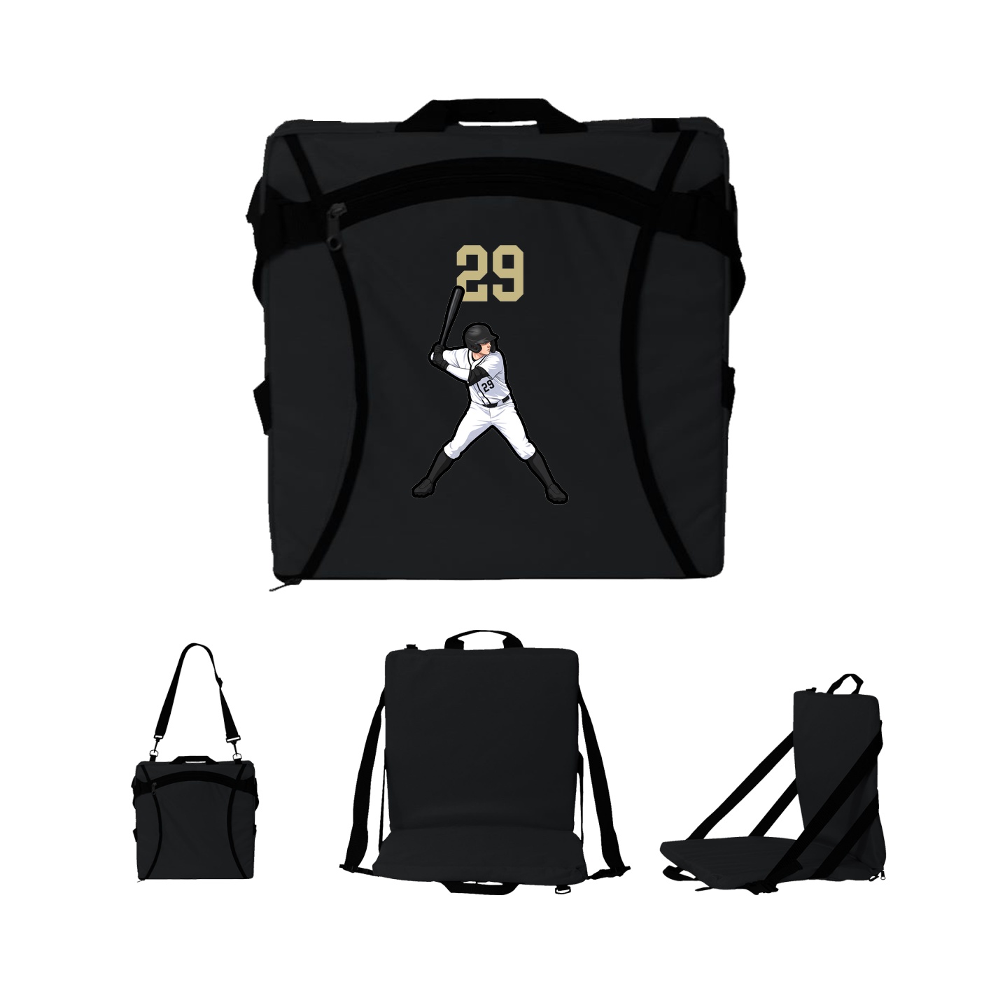 Folding Stadium Seat — Number Top in Black