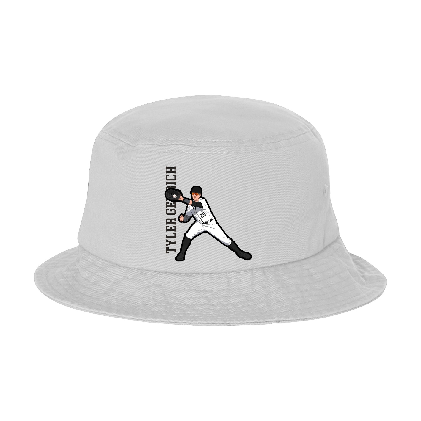 Bucket Cap — Name Vertical in White