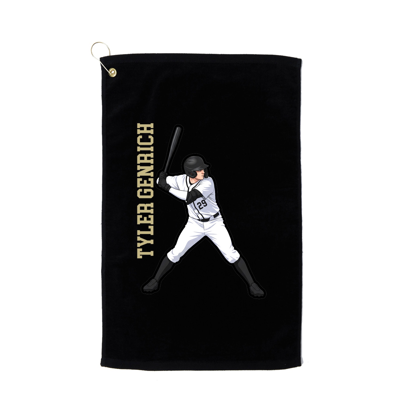 Golf Towel — Name Vertical in Black