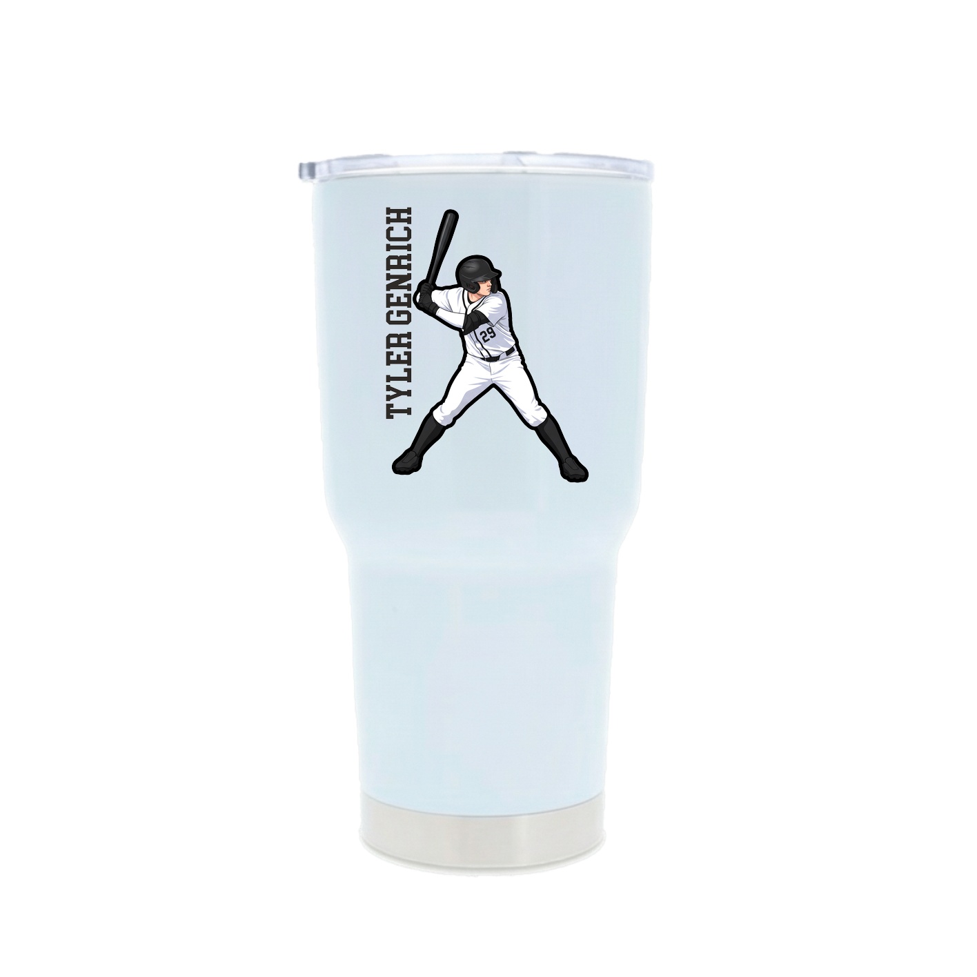 30oz Stainless Steel Tumbler — Name Vertical in White