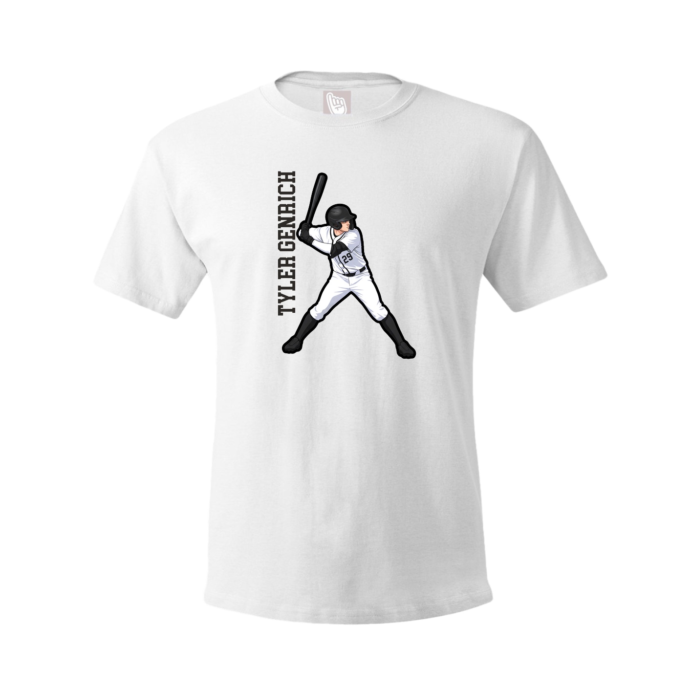 Youth Tee — Name Vertical in White