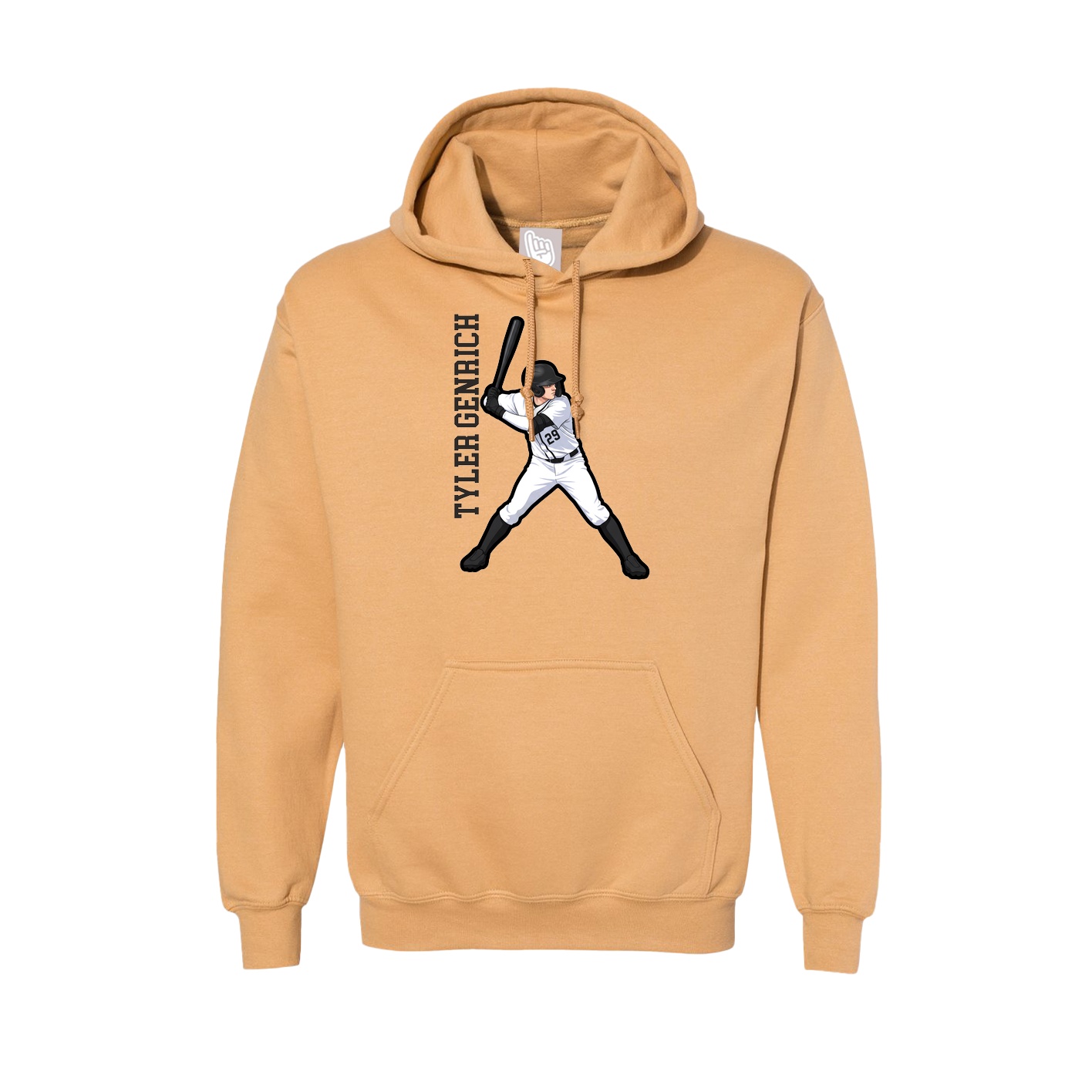 Hoodie — Name Vertical in Vegas Gold