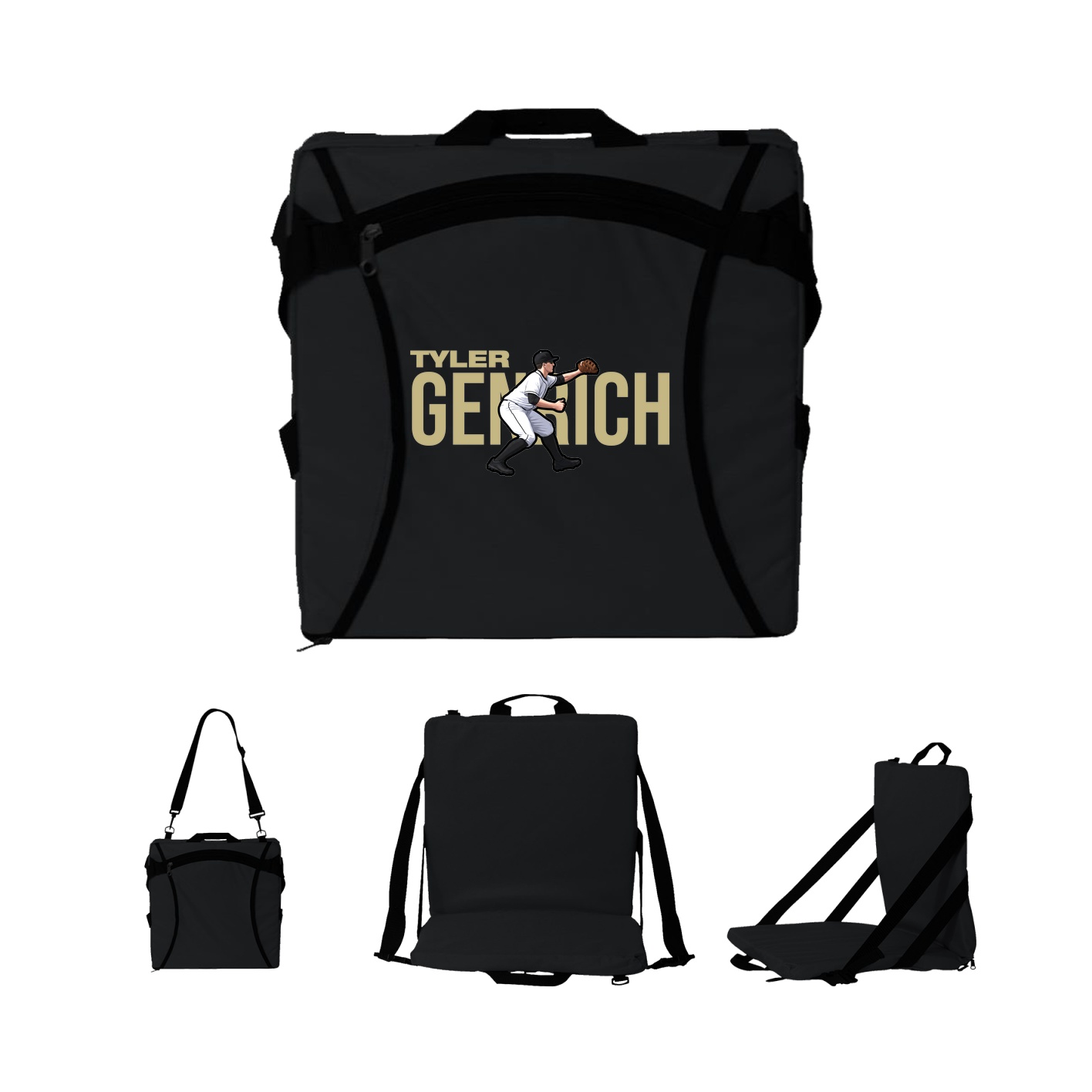Folding Stadium Seat — Player Name in Black