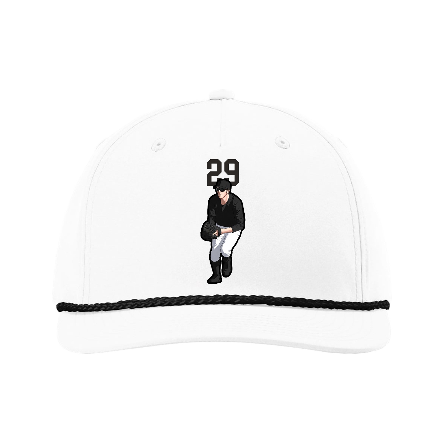 Five-Panel Classic Rope Cap — Number Top in White