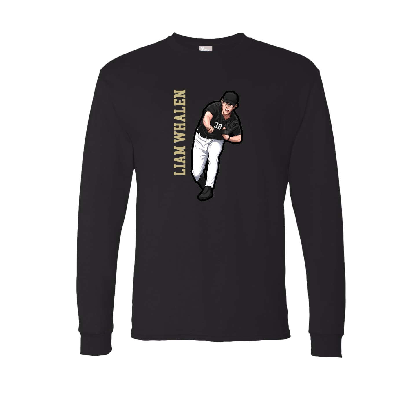 Long Sleeve Tee — Name Vertical in Black
