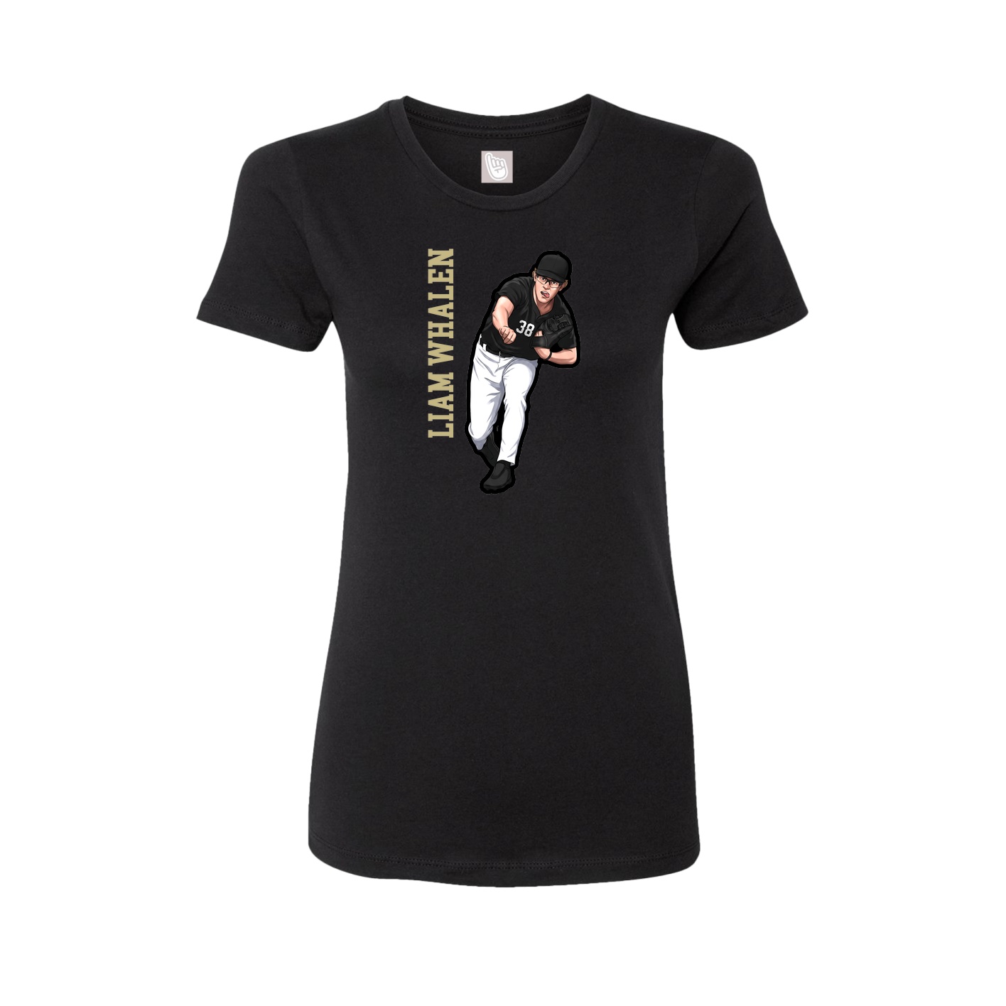 Fitted Women's Tee — Name Vertical in Black