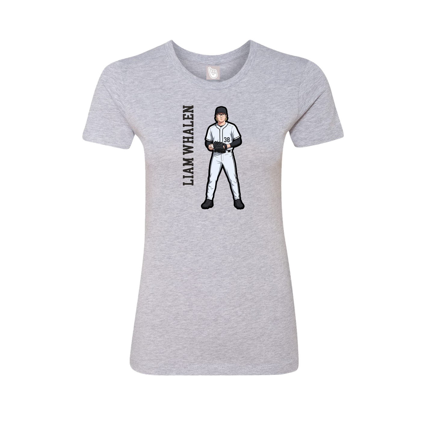 Fitted Women's Tee — Name Vertical in Grey