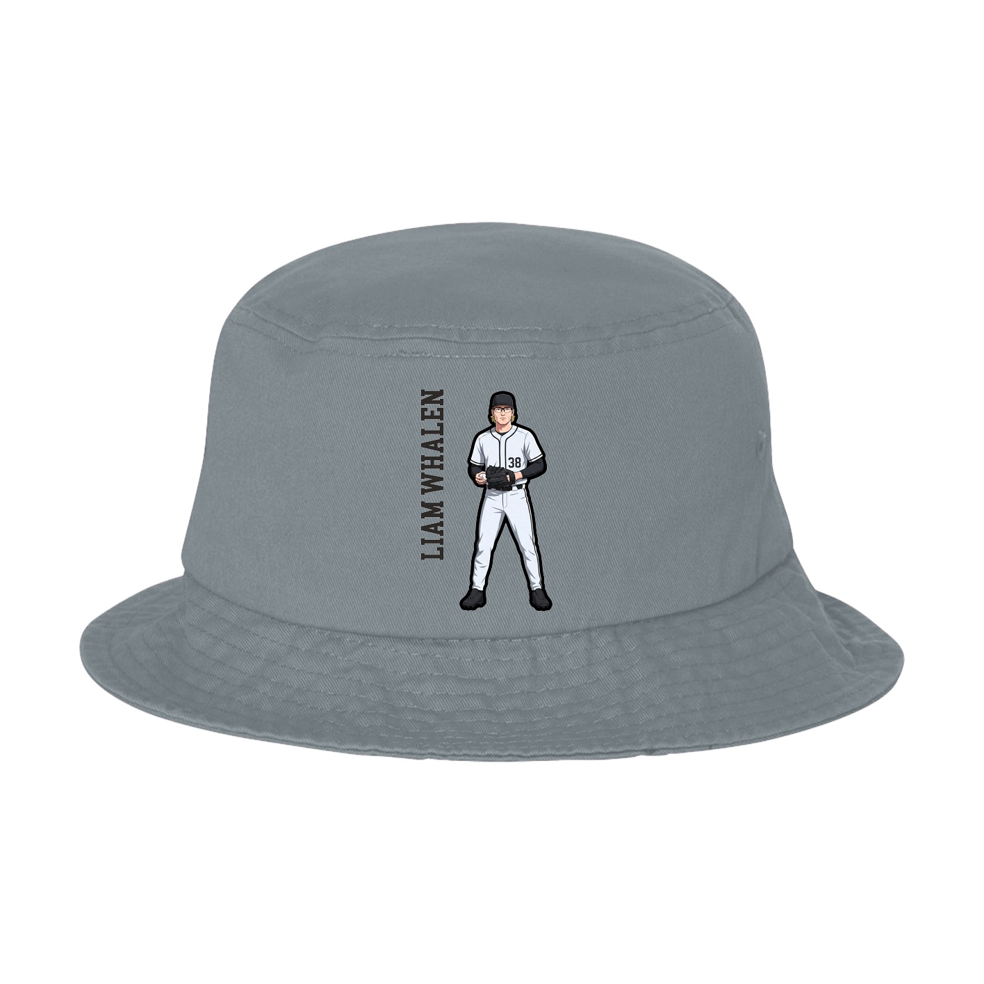 Bucket Cap — Name Vertical in Grey