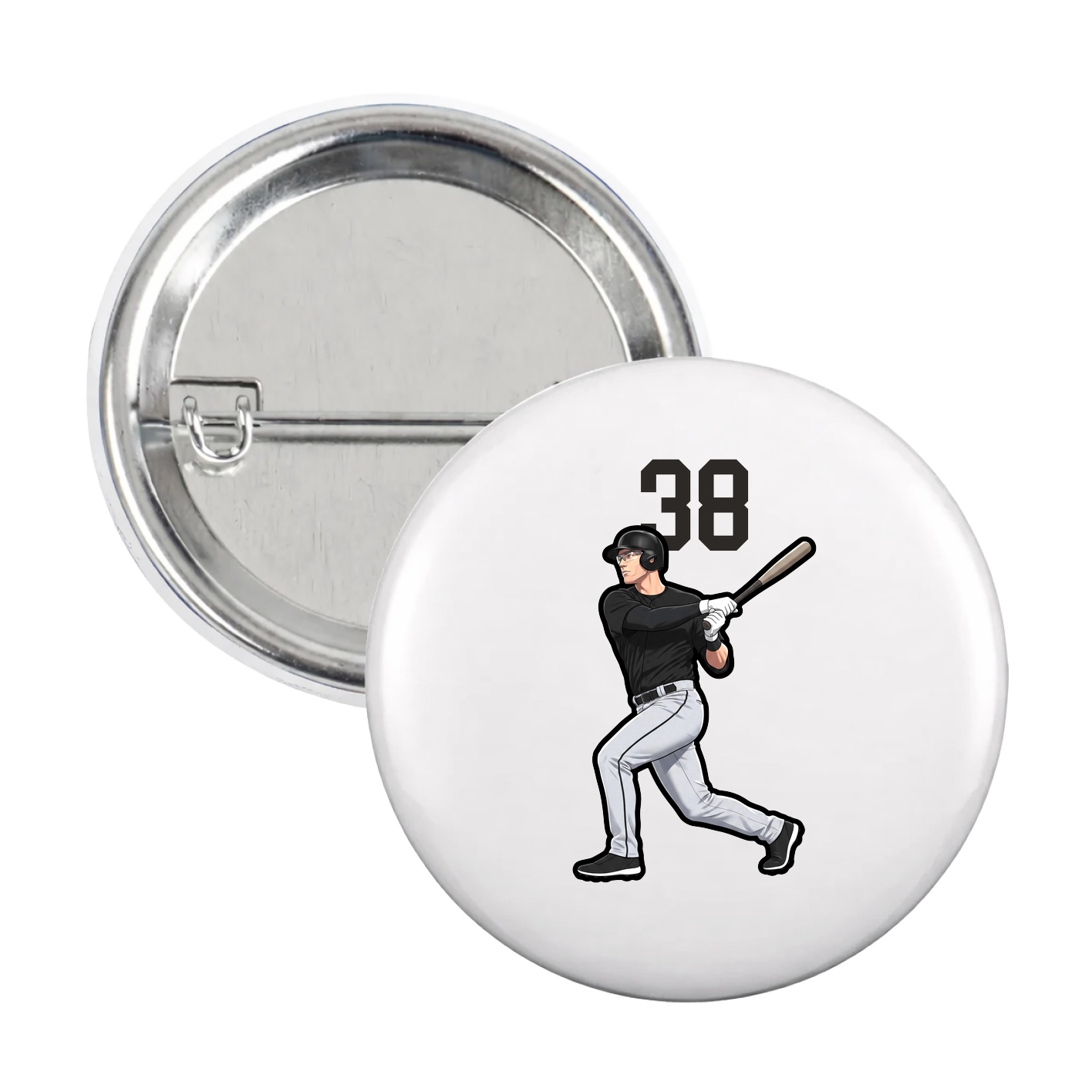 Game Day Button — Number Top in White