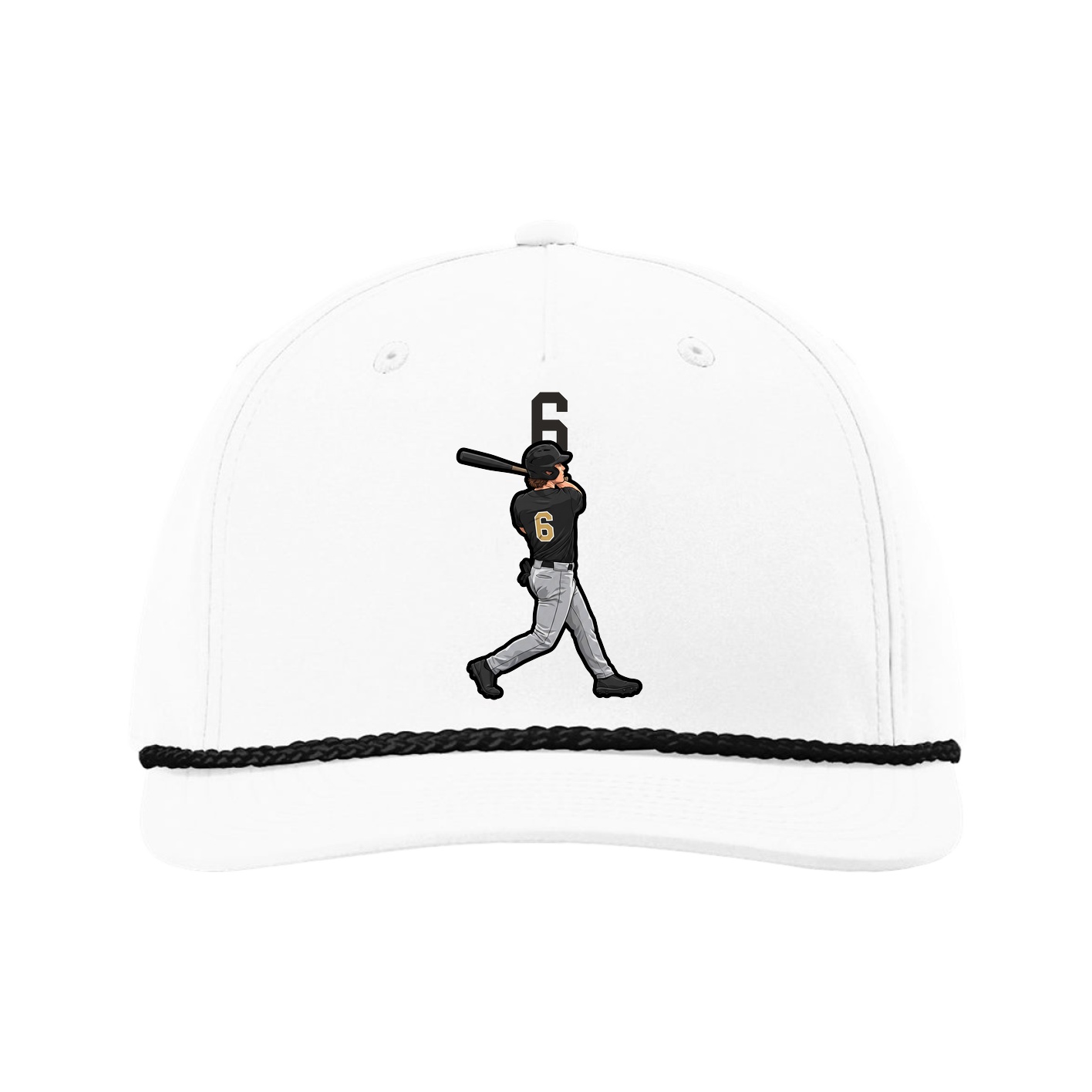Five-Panel Classic Rope Cap — Number Top in White