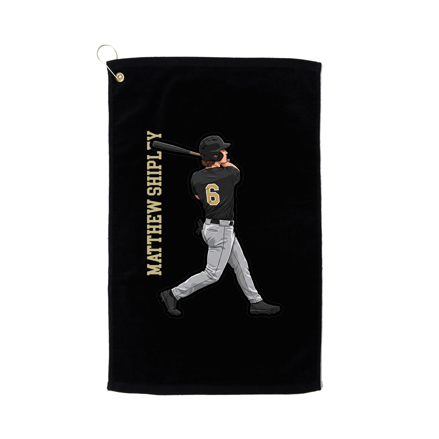 Golf Towel — Name Vertical in Black