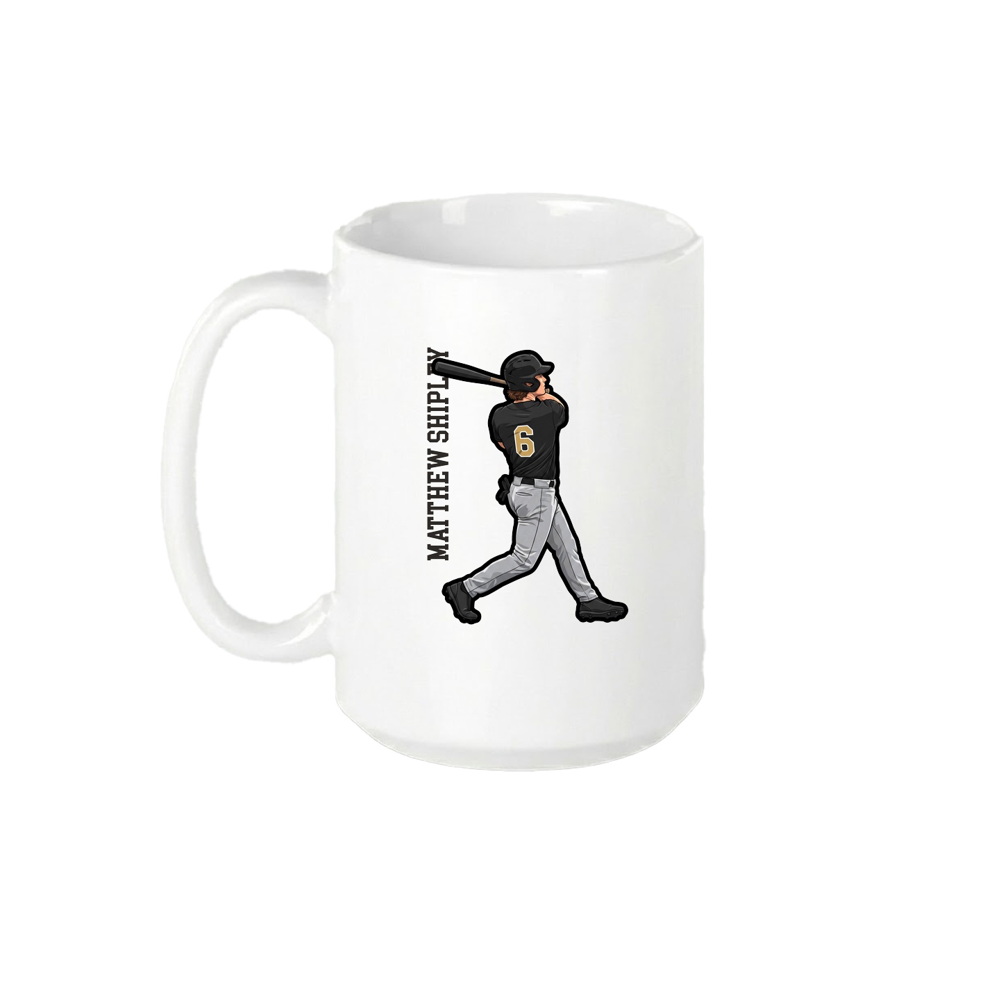 15oz Coffee Mug — Name Vertical in White