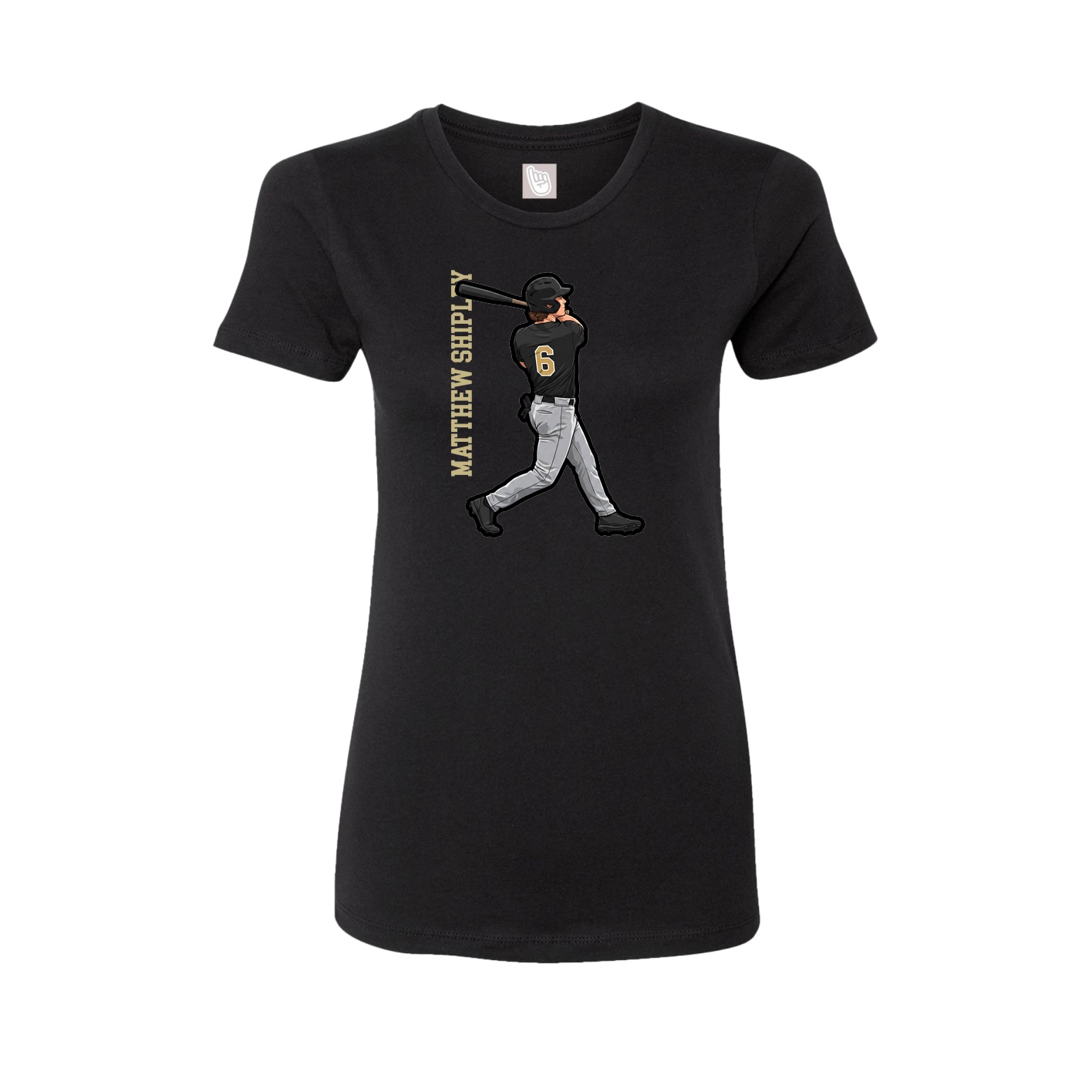 Fitted Women's Tee — Name Vertical in Black