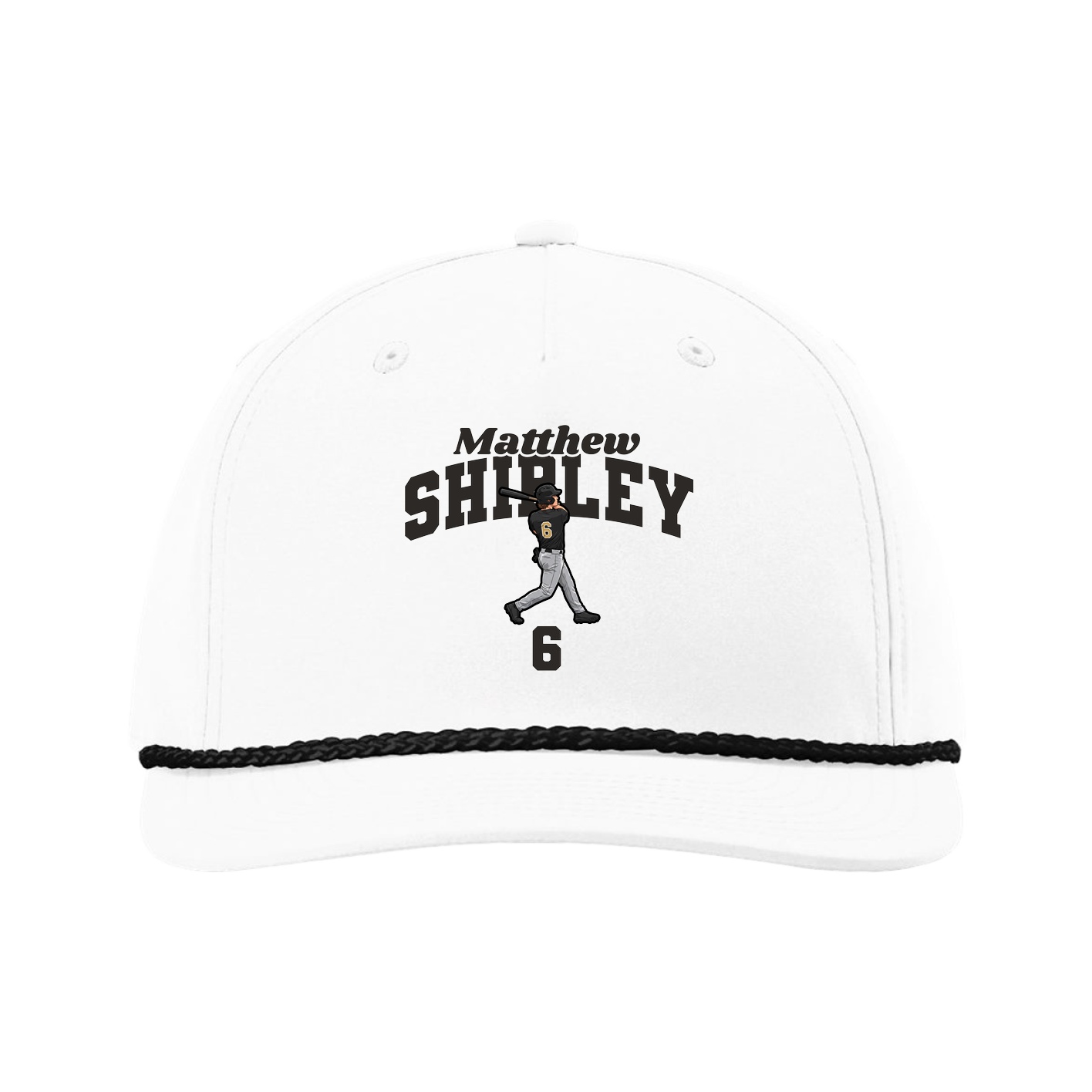 Five-Panel Classic Rope Cap — Signature Arch in White