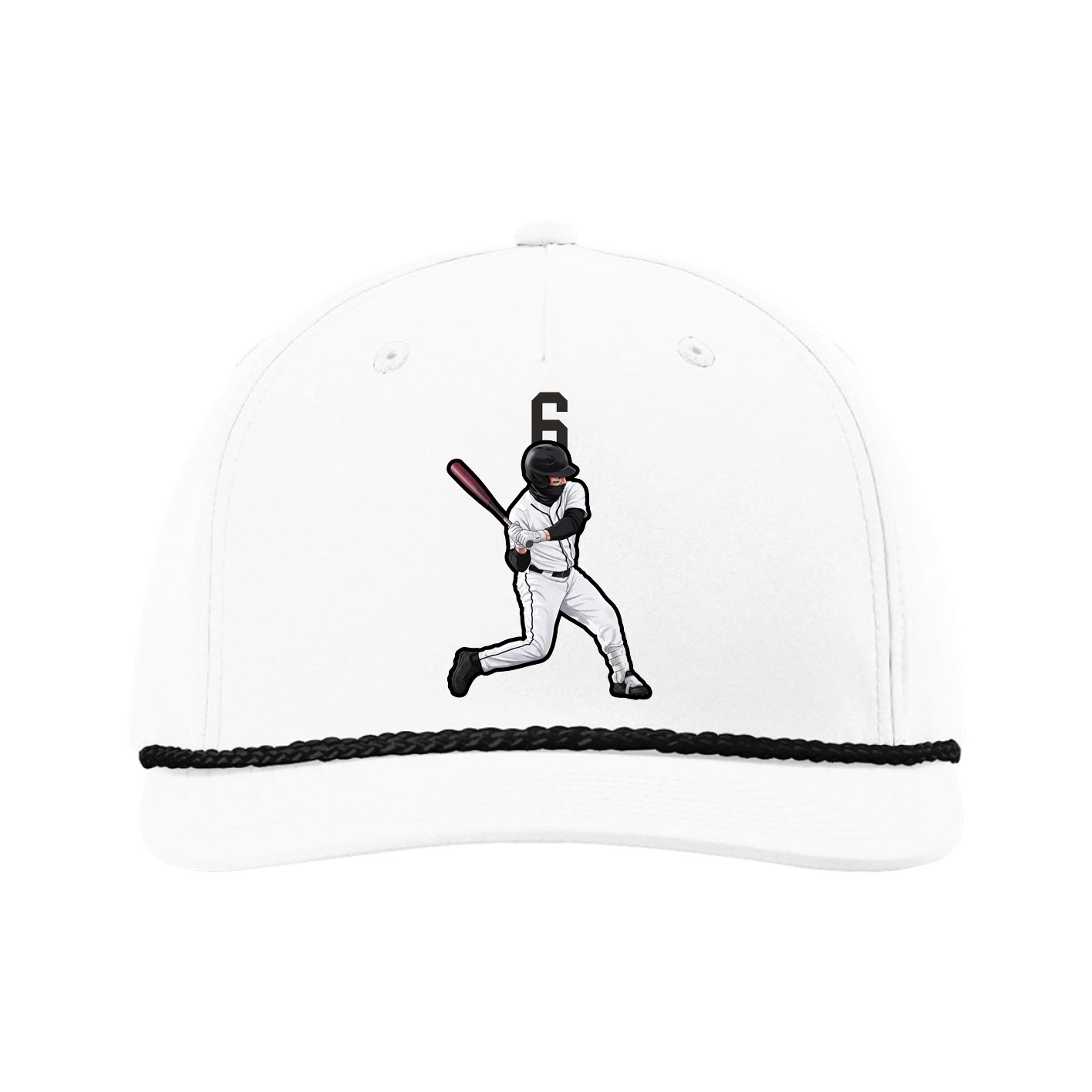 Five-Panel Classic Rope Cap — Number Top in White