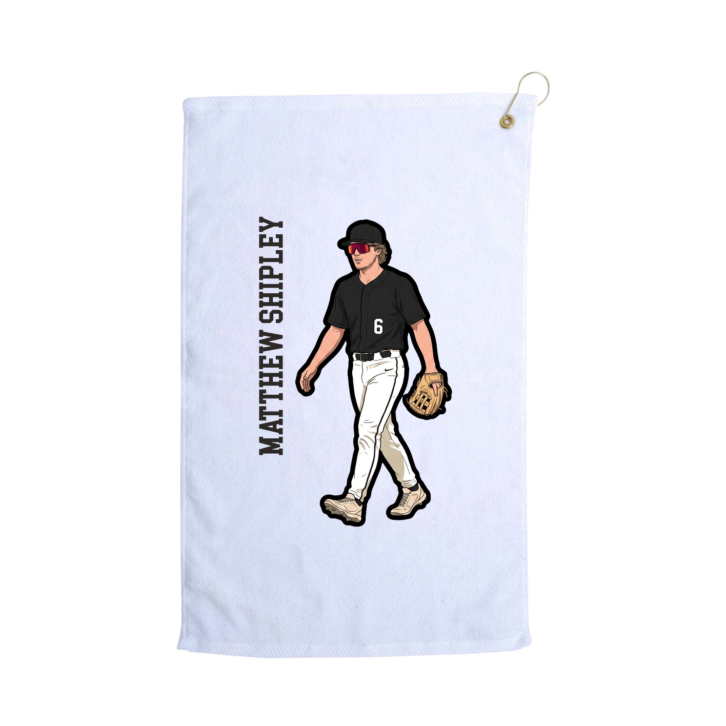 Golf Towel — Name Vertical in White