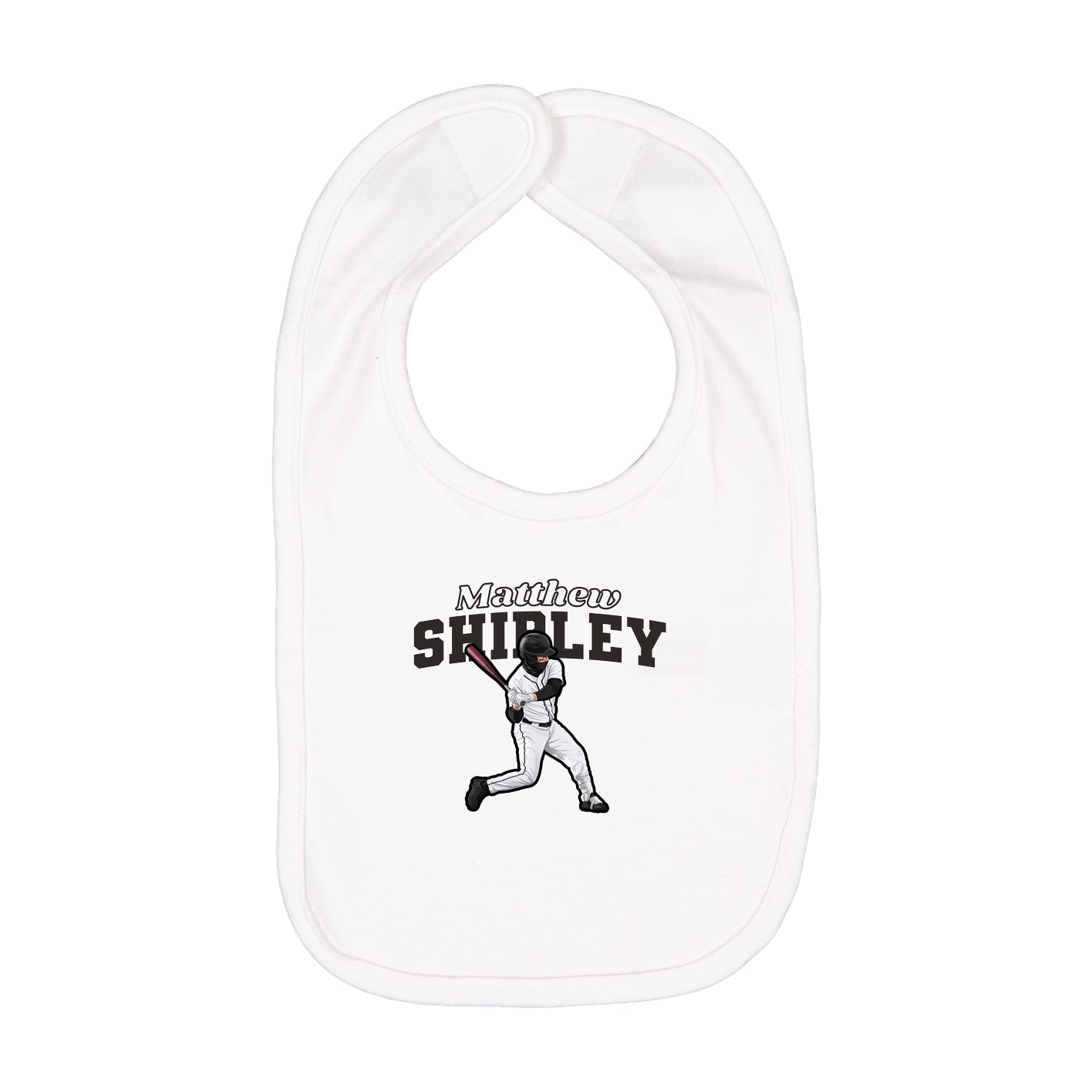 Infant Bib — Name Arch in White