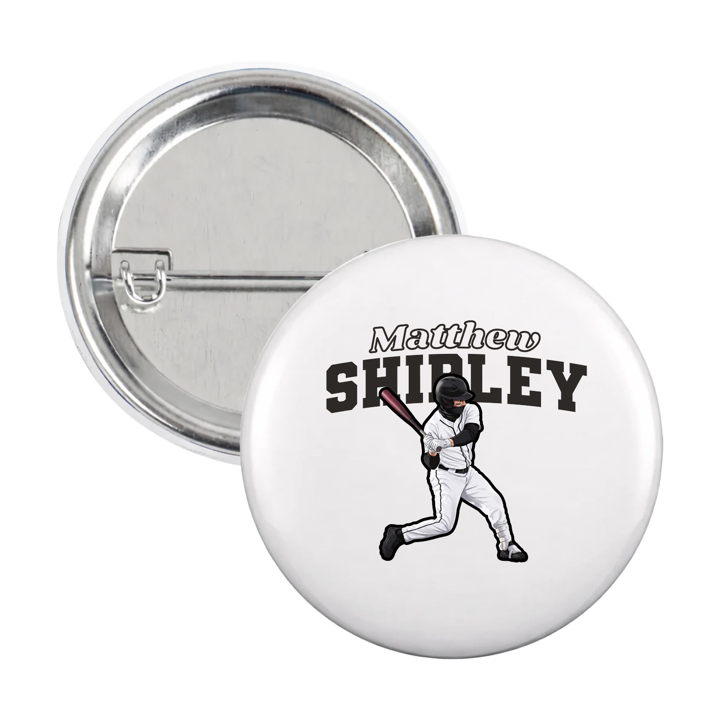 Game Day Button — Name Arch in White