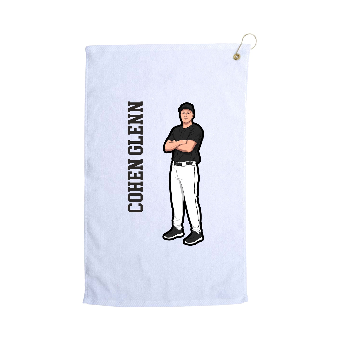 Golf Towel — Name Vertical in White