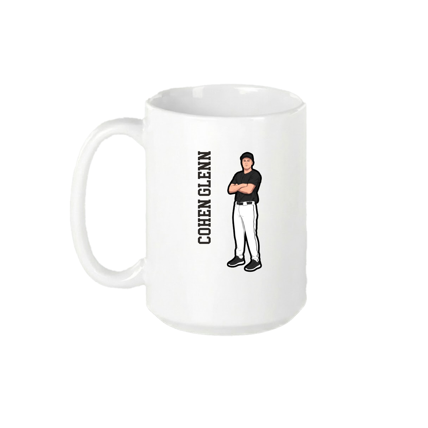 15oz Coffee Mug — Name Vertical in White
