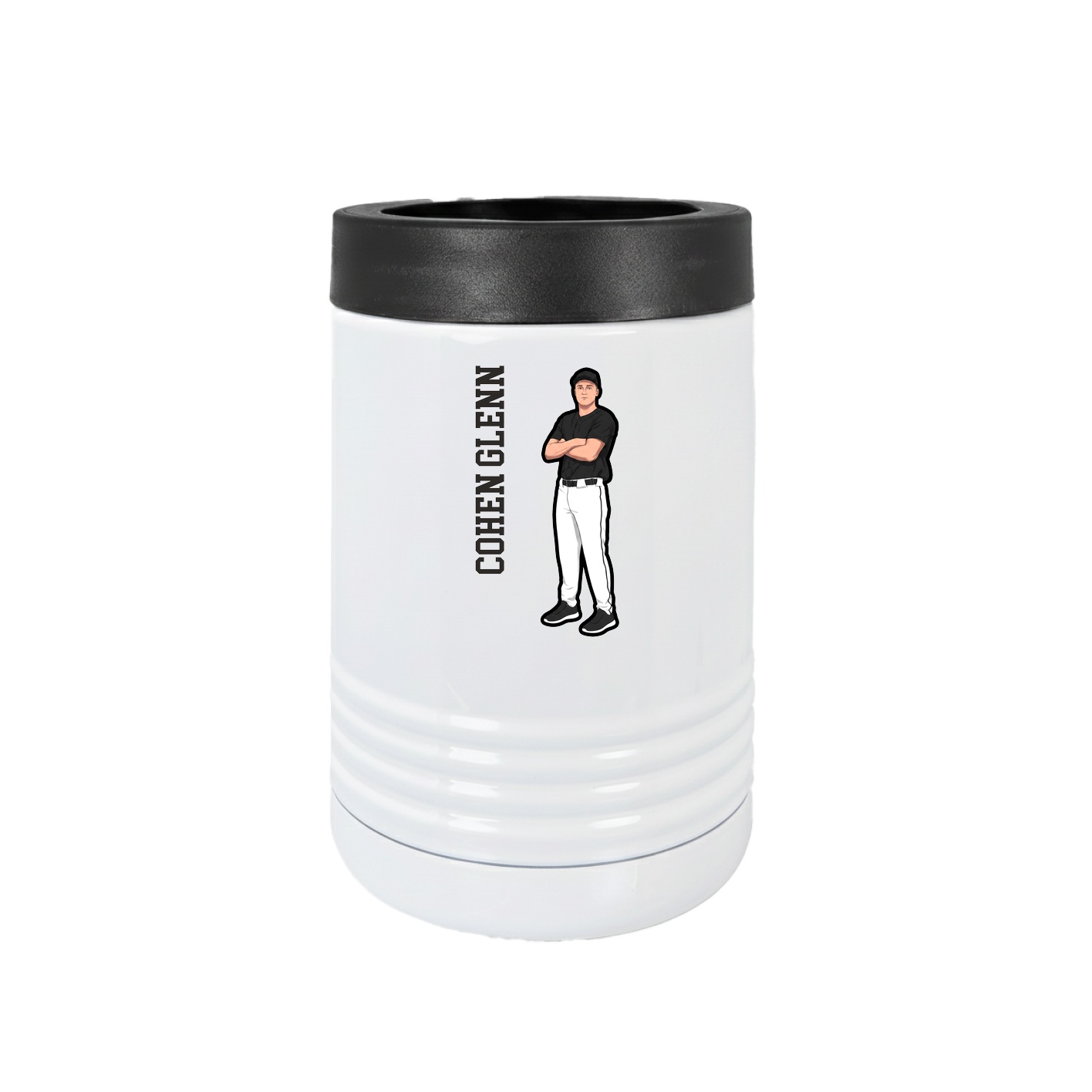 Beverage Holder — Name Vertical in White