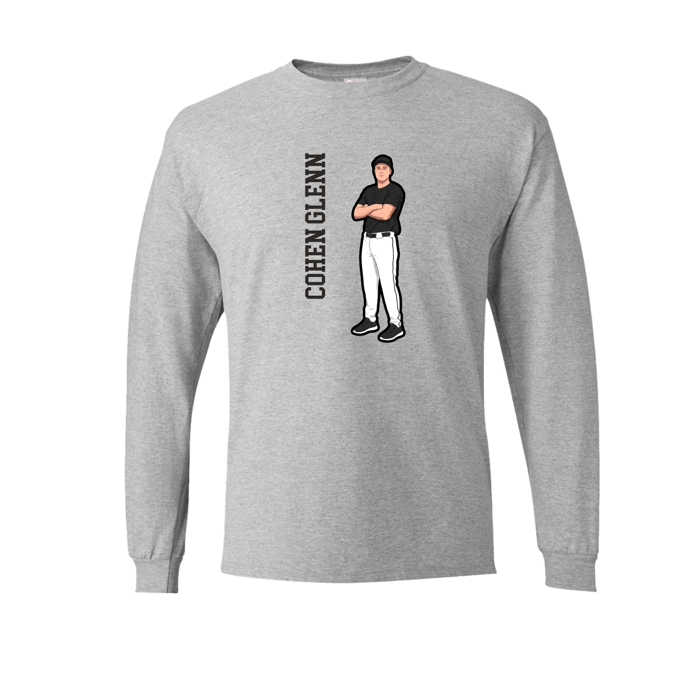 Long Sleeve Tee — Name Vertical in Grey