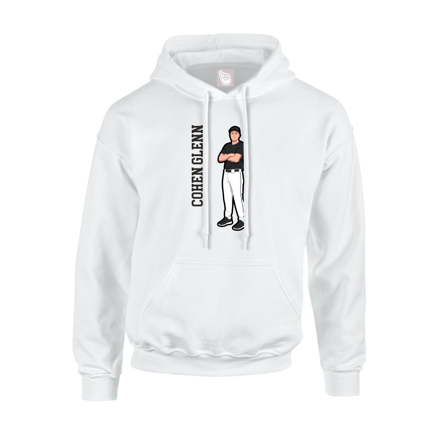 Hoodie — Name Vertical in White
