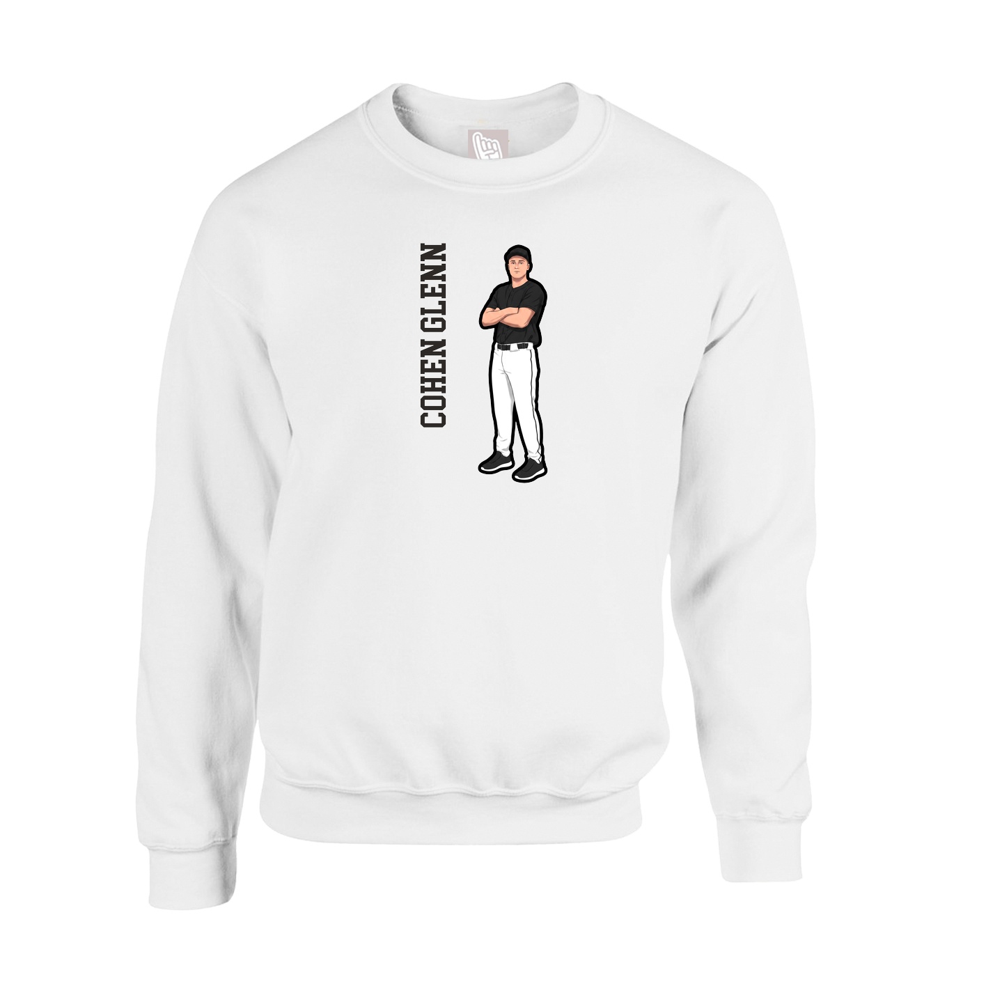 Fleece Crew — Name Vertical in White