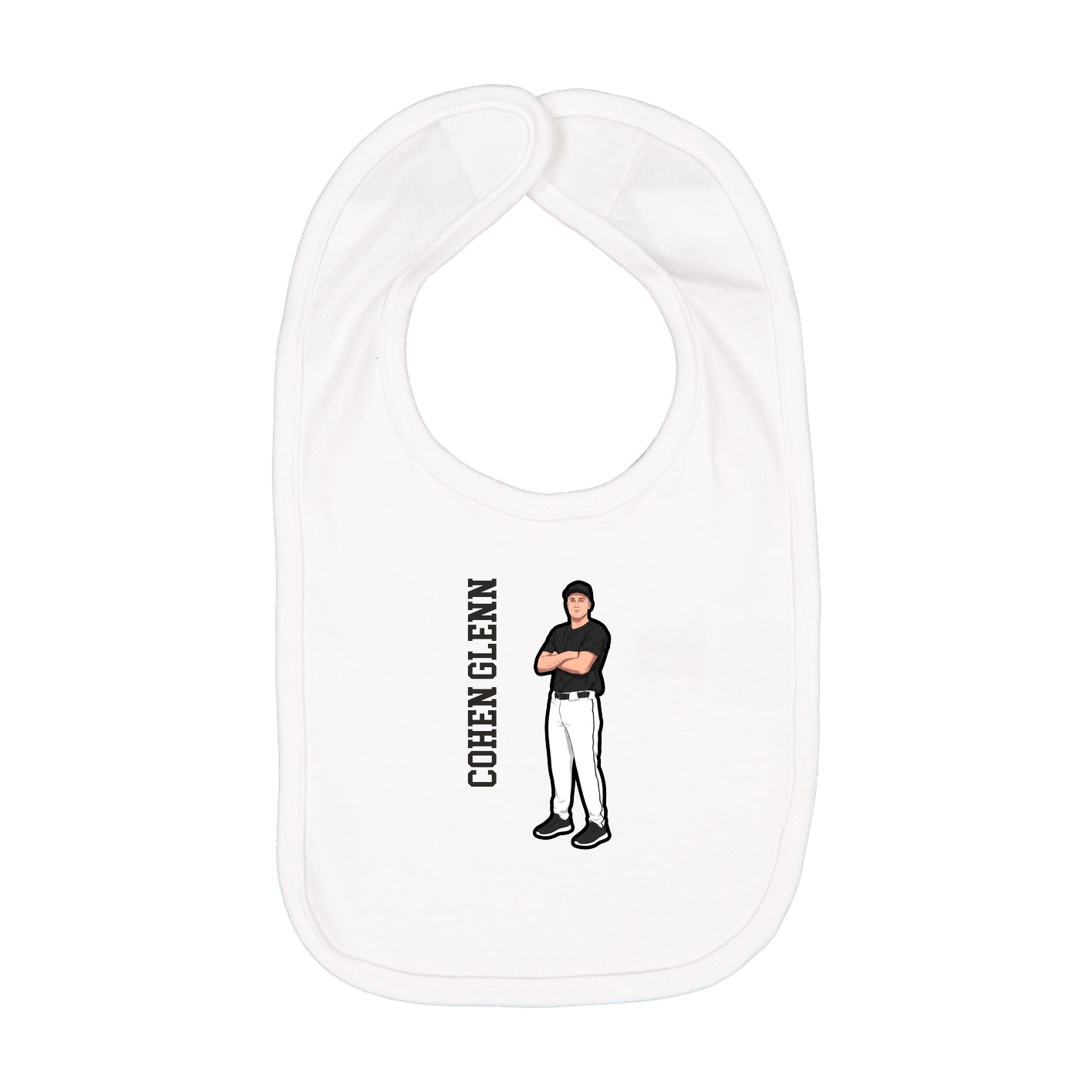 Infant Bib — Name Vertical in White
