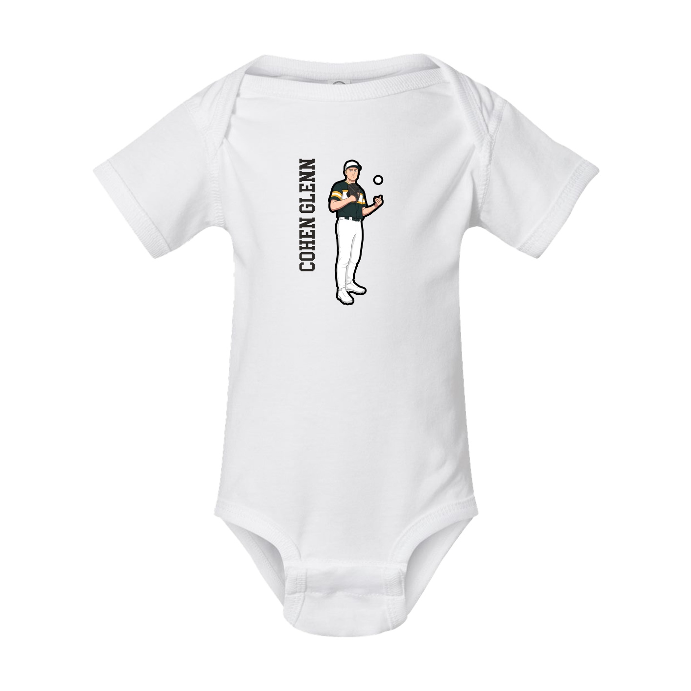 Baby Onesie — Name Vertical in White