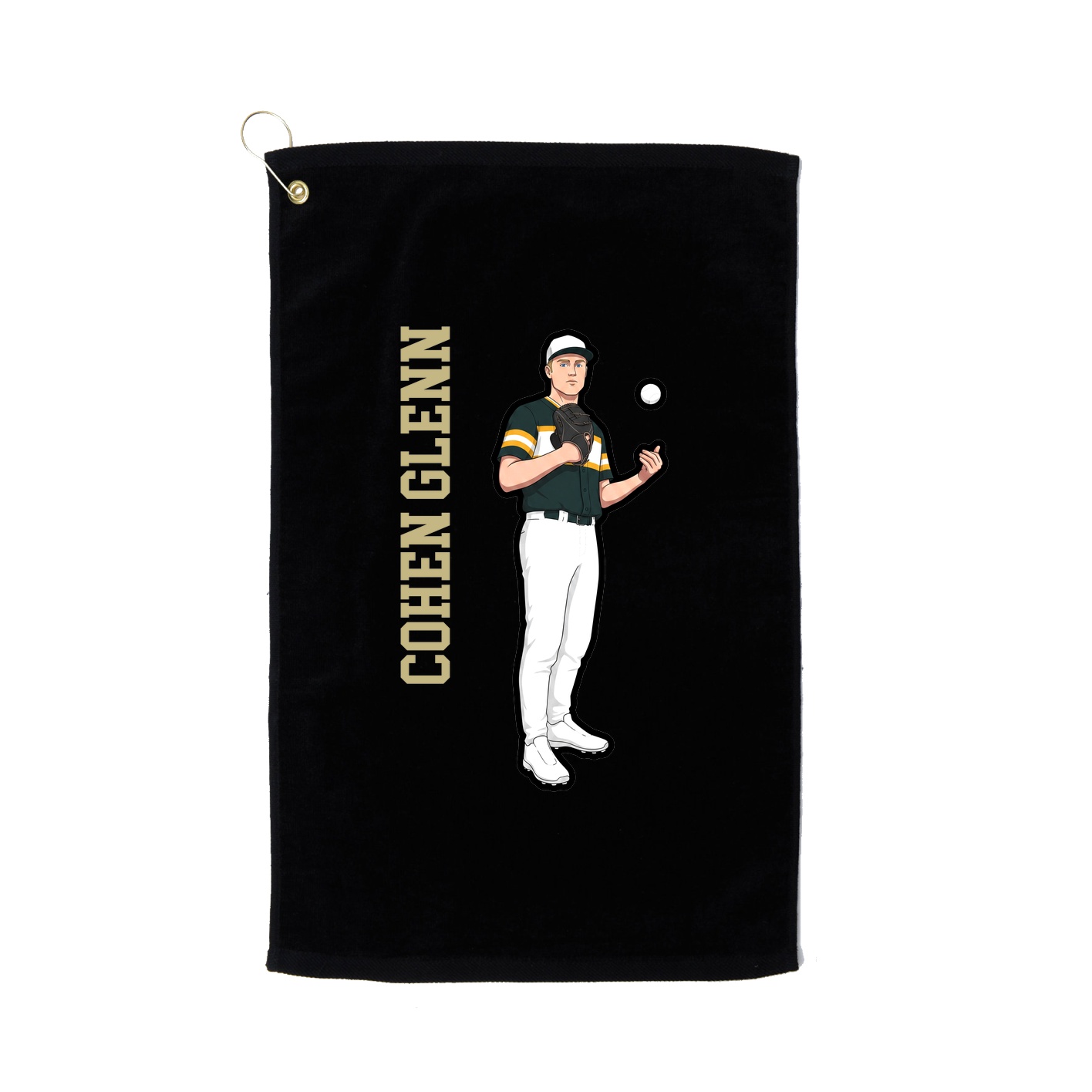 Golf Towel — Name Vertical in Black