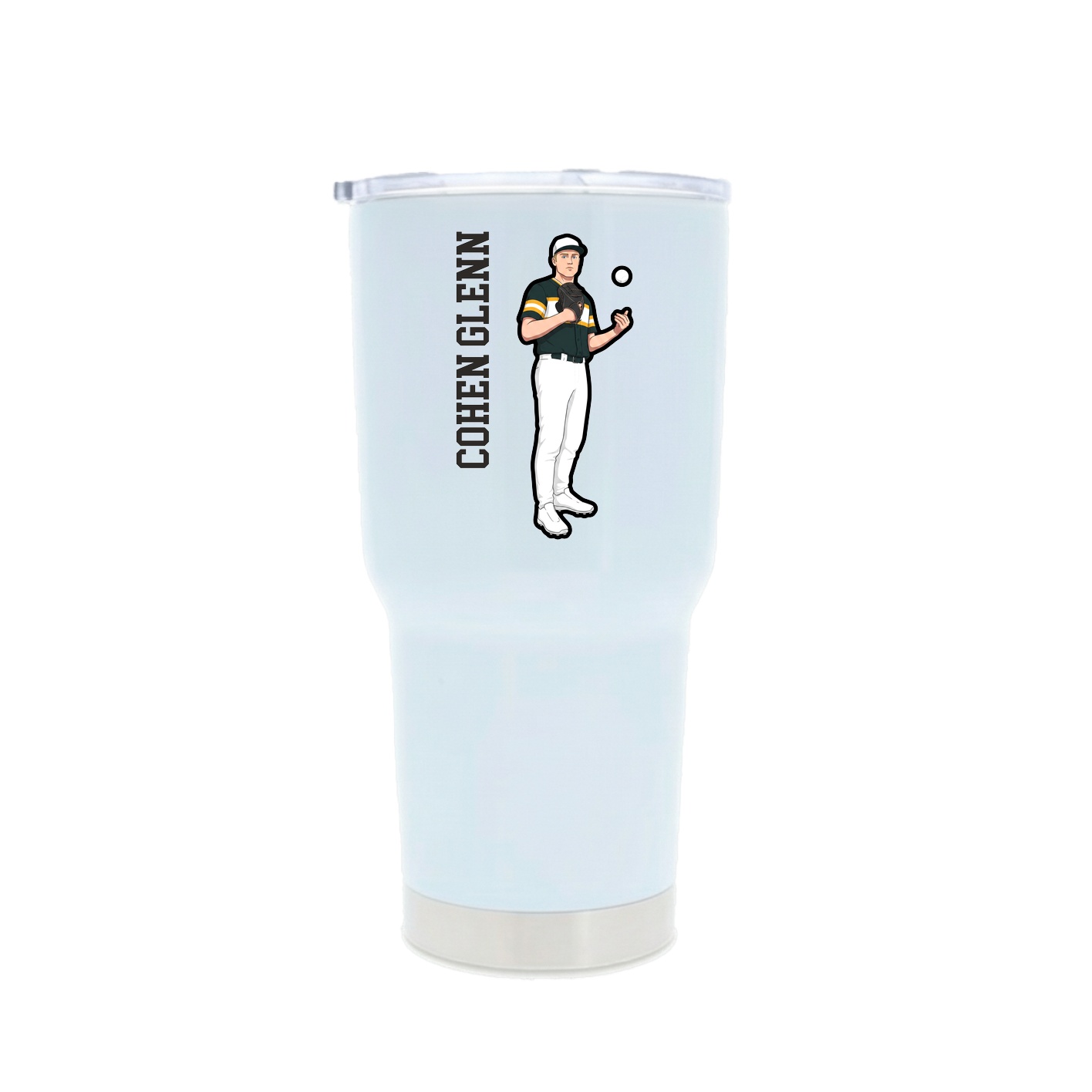 30oz Stainless Steel Tumbler — Name Vertical in White