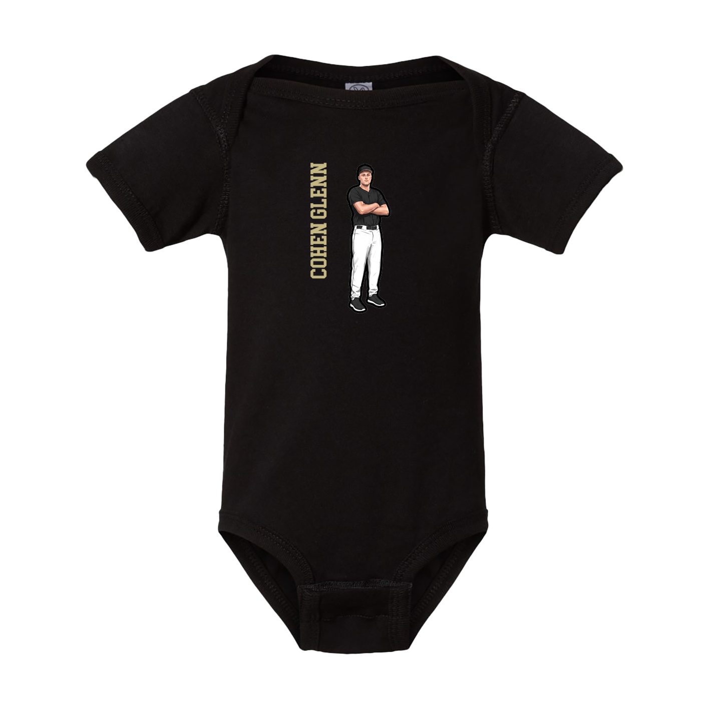 Baby Onesie — Name Vertical in Black