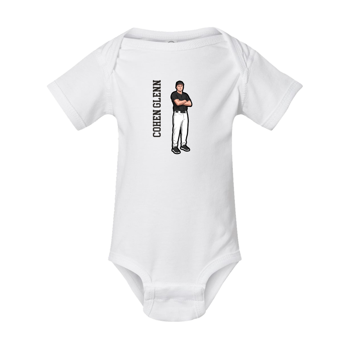 Baby Onesie — Name Vertical in White