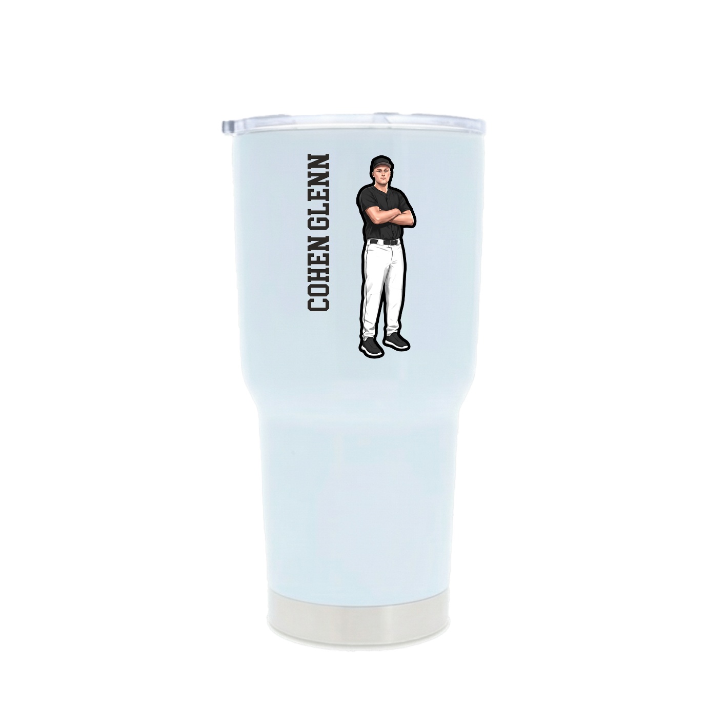 30oz Stainless Steel Tumbler — Name Vertical in White