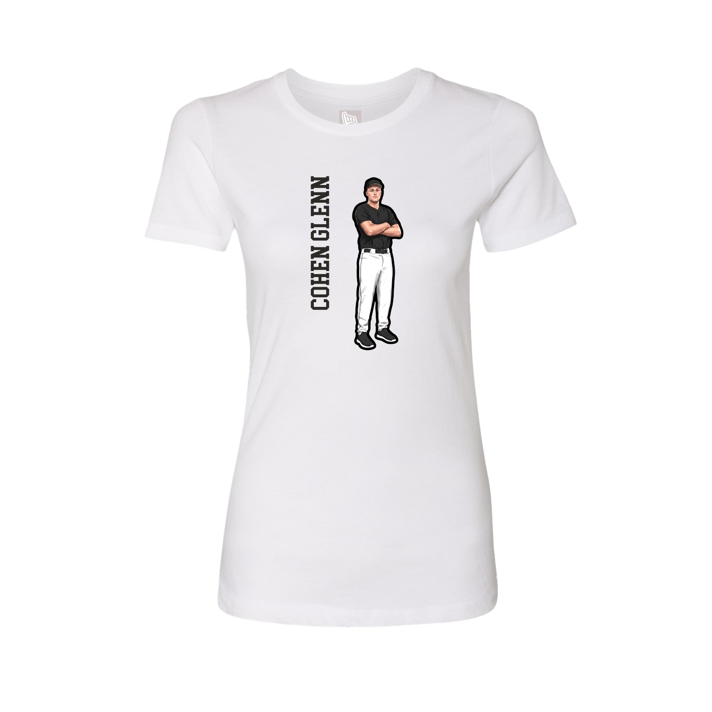 Fitted Women's Tee — Name Vertical in White