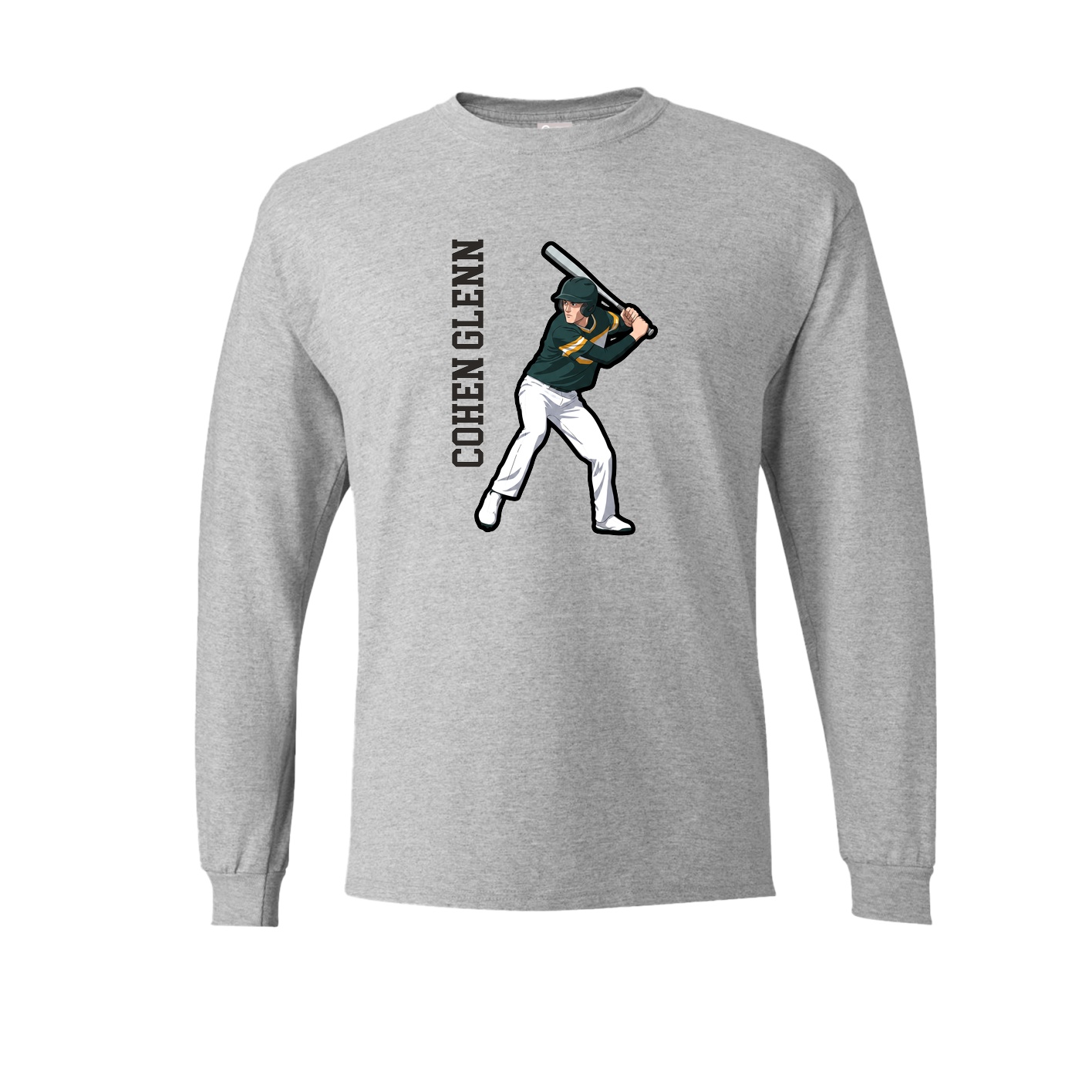 Long Sleeve Tee — Name Vertical in Grey