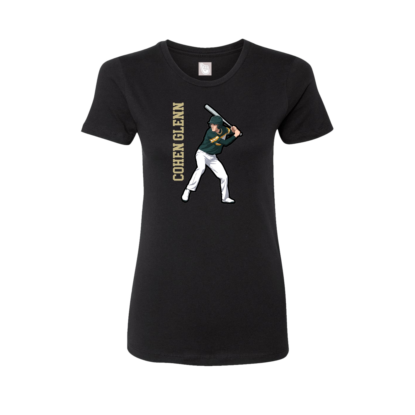 Fitted Women's Tee — Name Vertical in Black