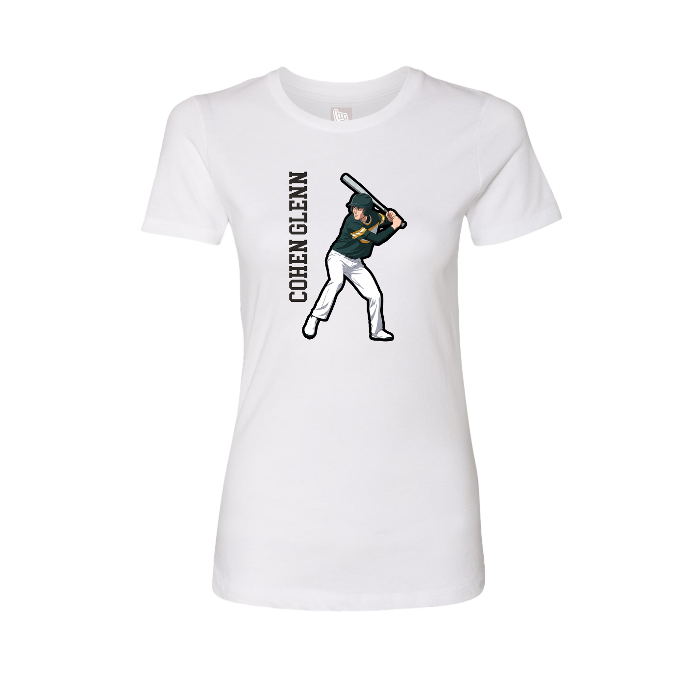 Womens Tee — Name Vertical in White