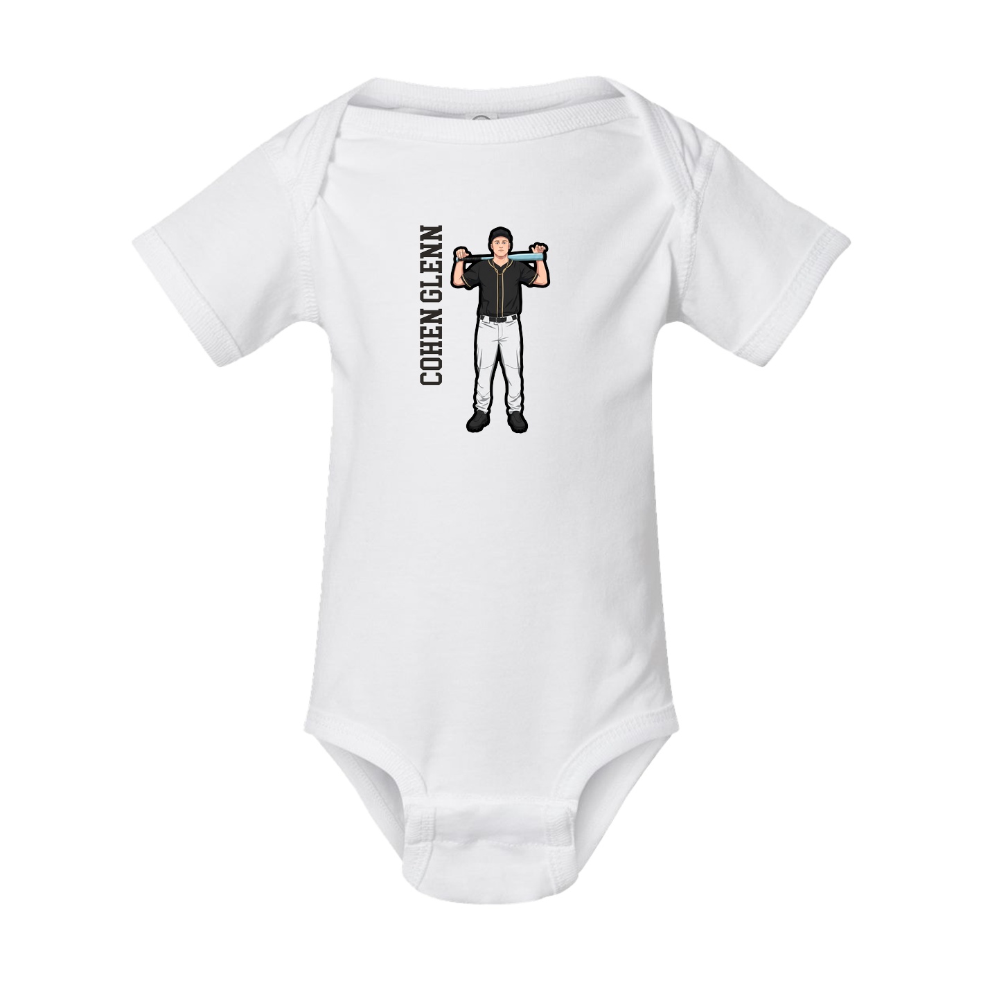 Baby Onesie — Name Vertical in White