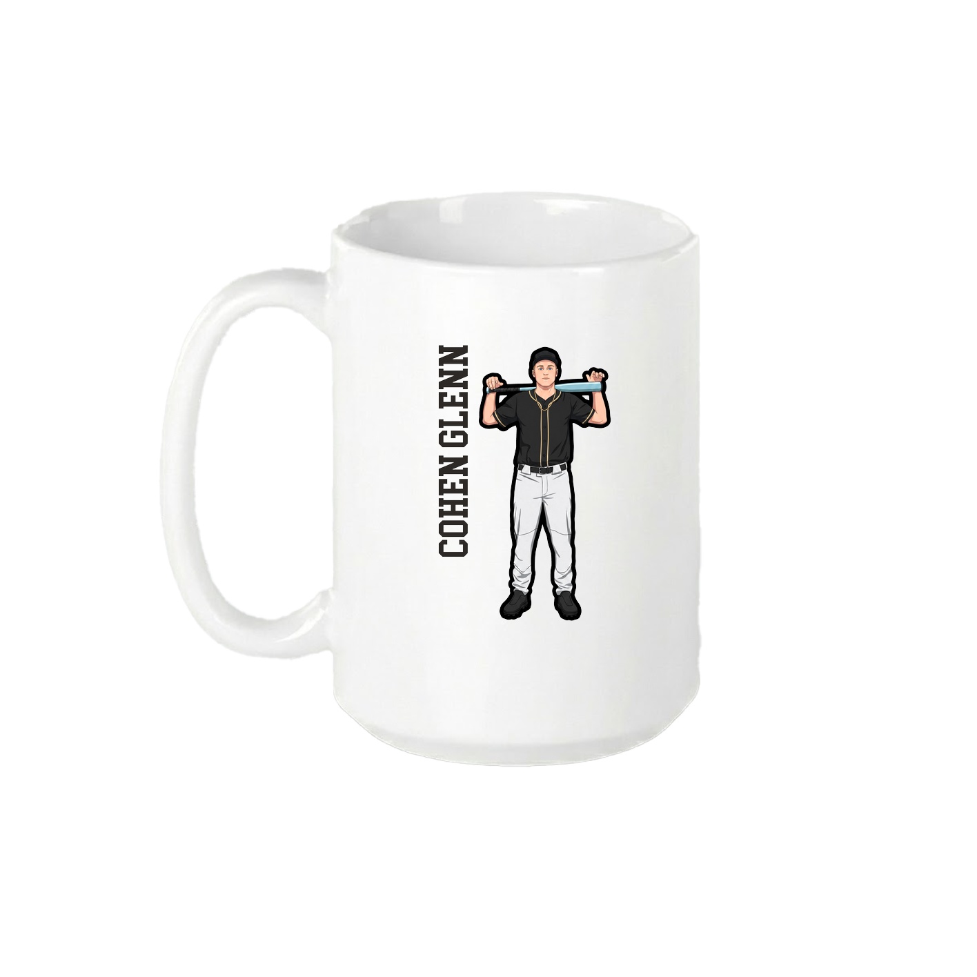 15oz Coffee Mug — Name Vertical in White