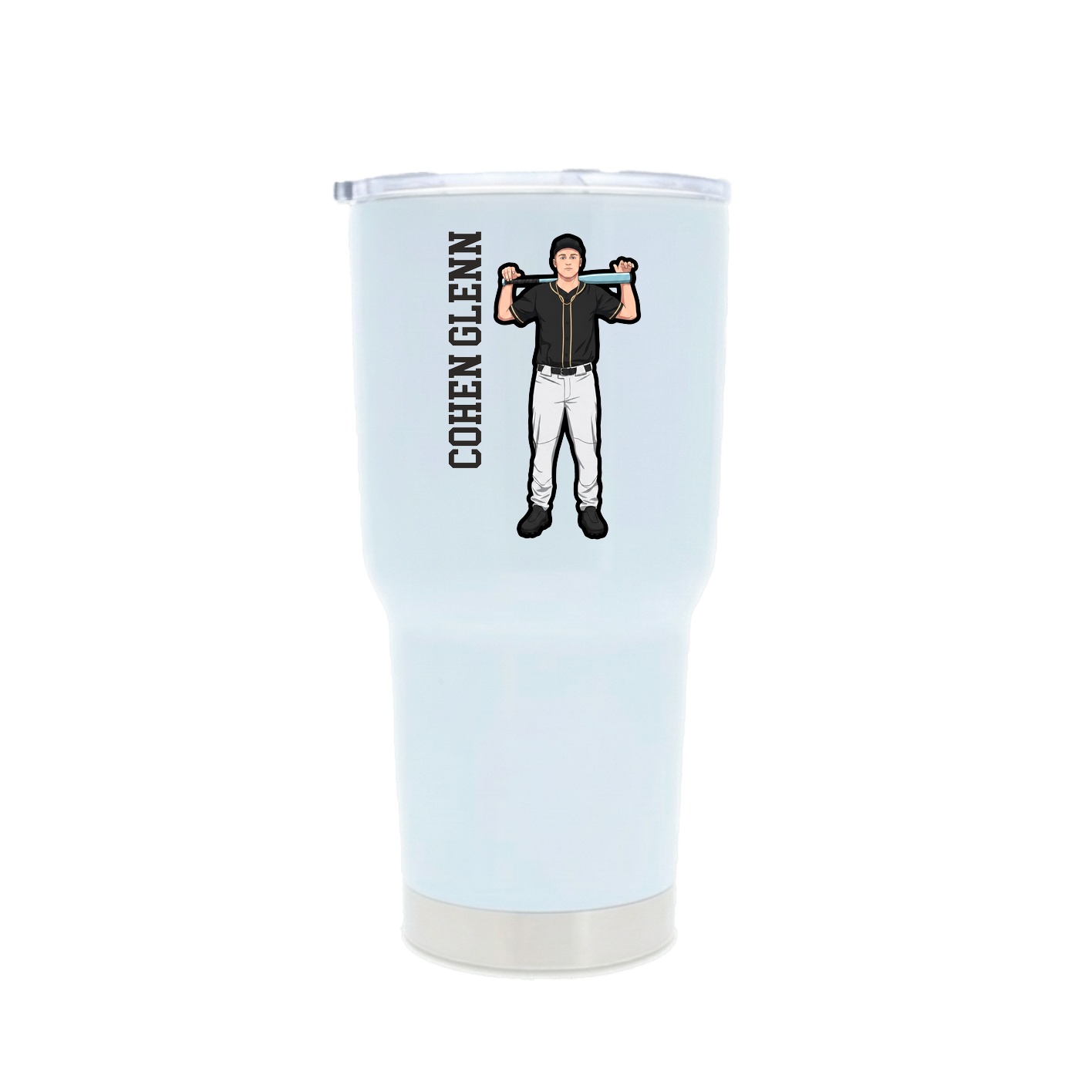 30oz Stainless Steel Tumbler — Name Vertical in White