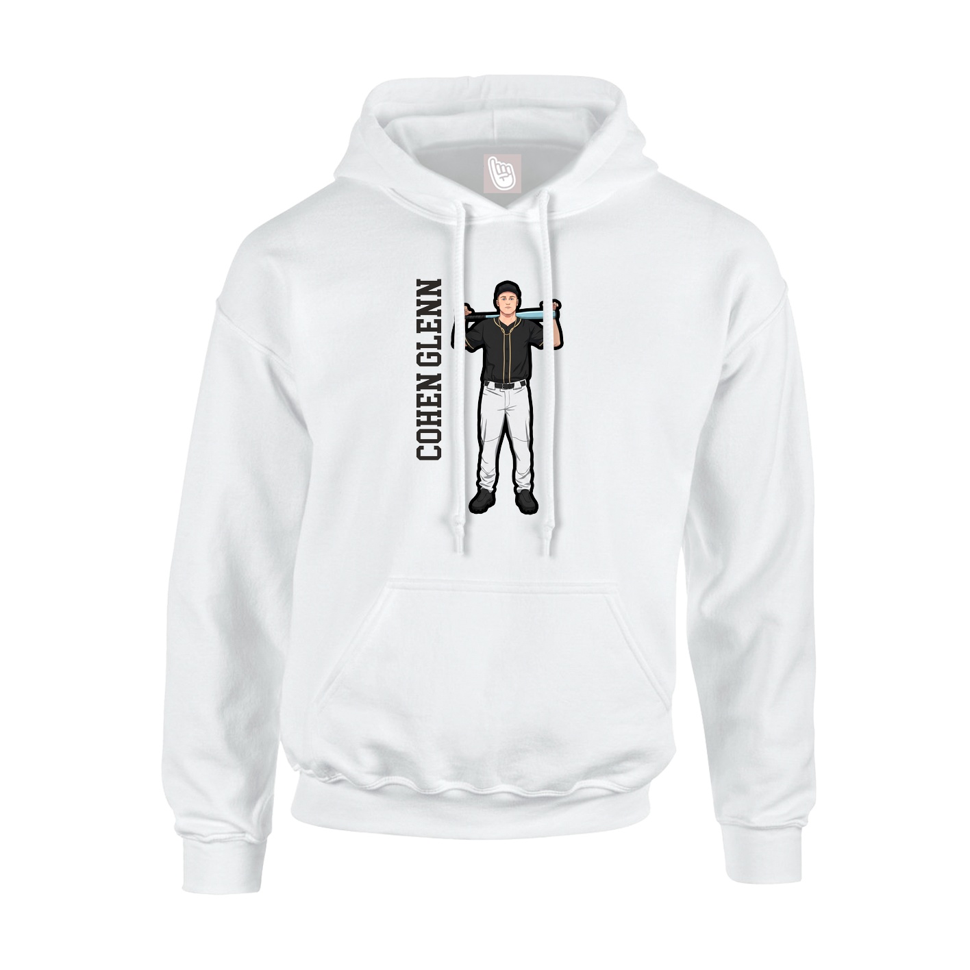 Youth Hoodie — Name Vertical in White