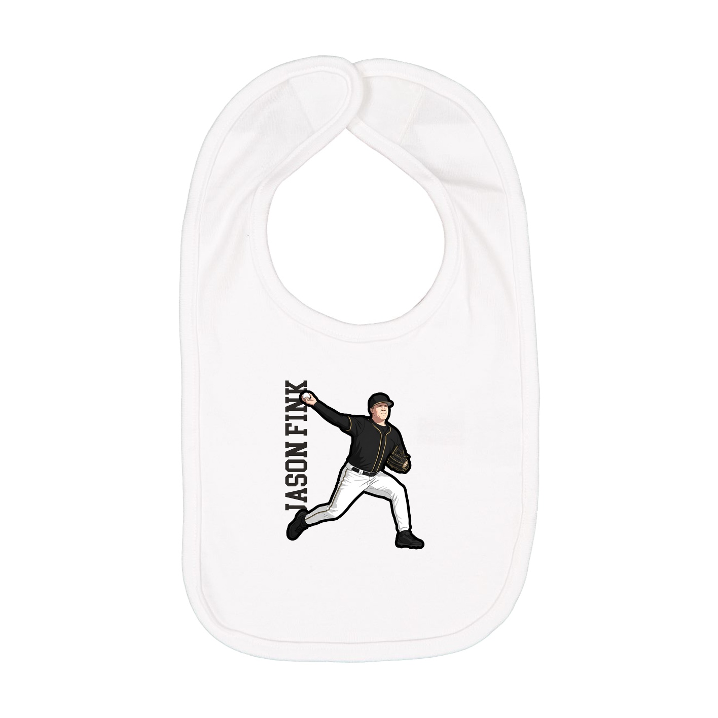 Infant Bib — Name Vertical in White