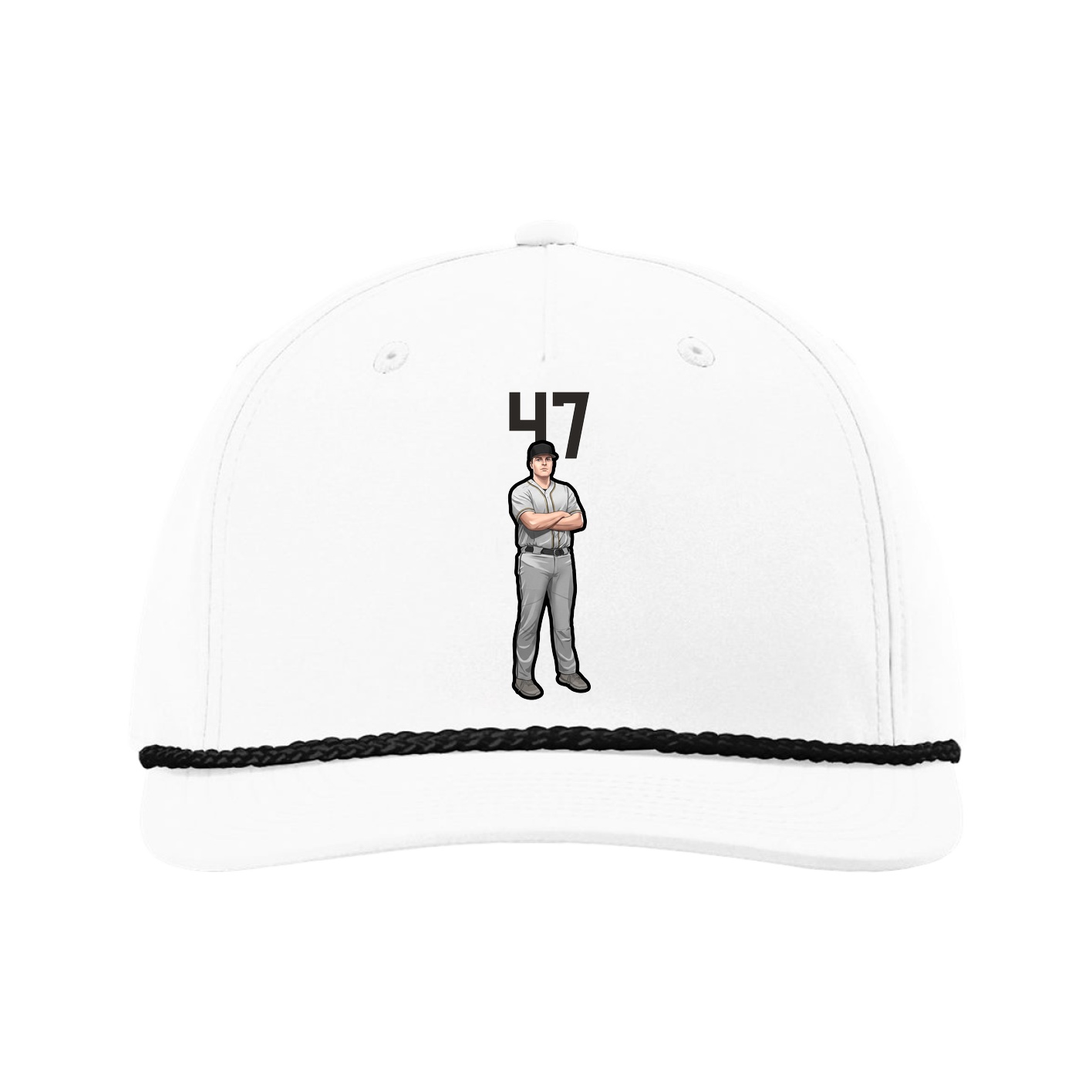 Five-Panel Classic Rope Cap — Number Top in White