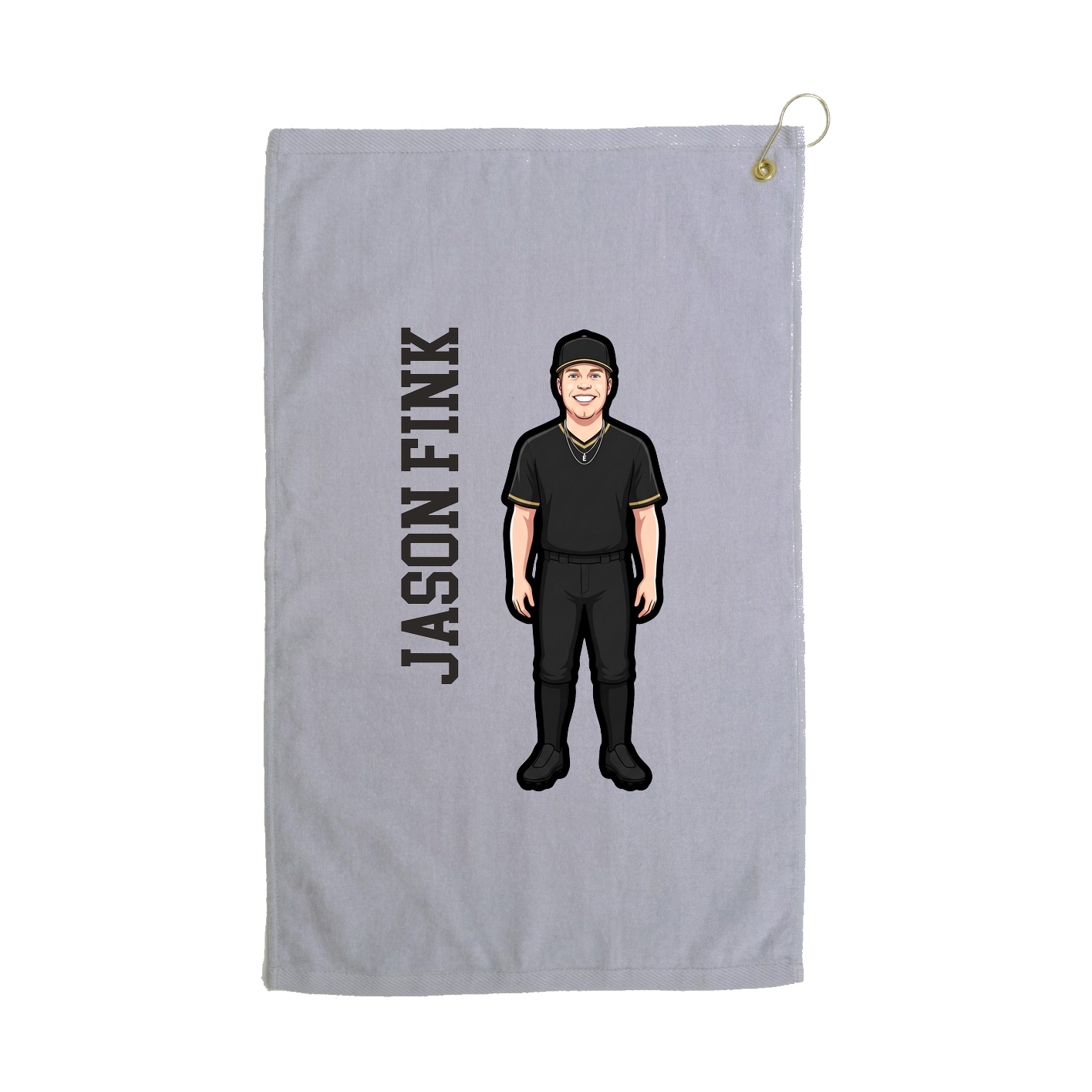 Golf Towel — Name Vertical in Grey