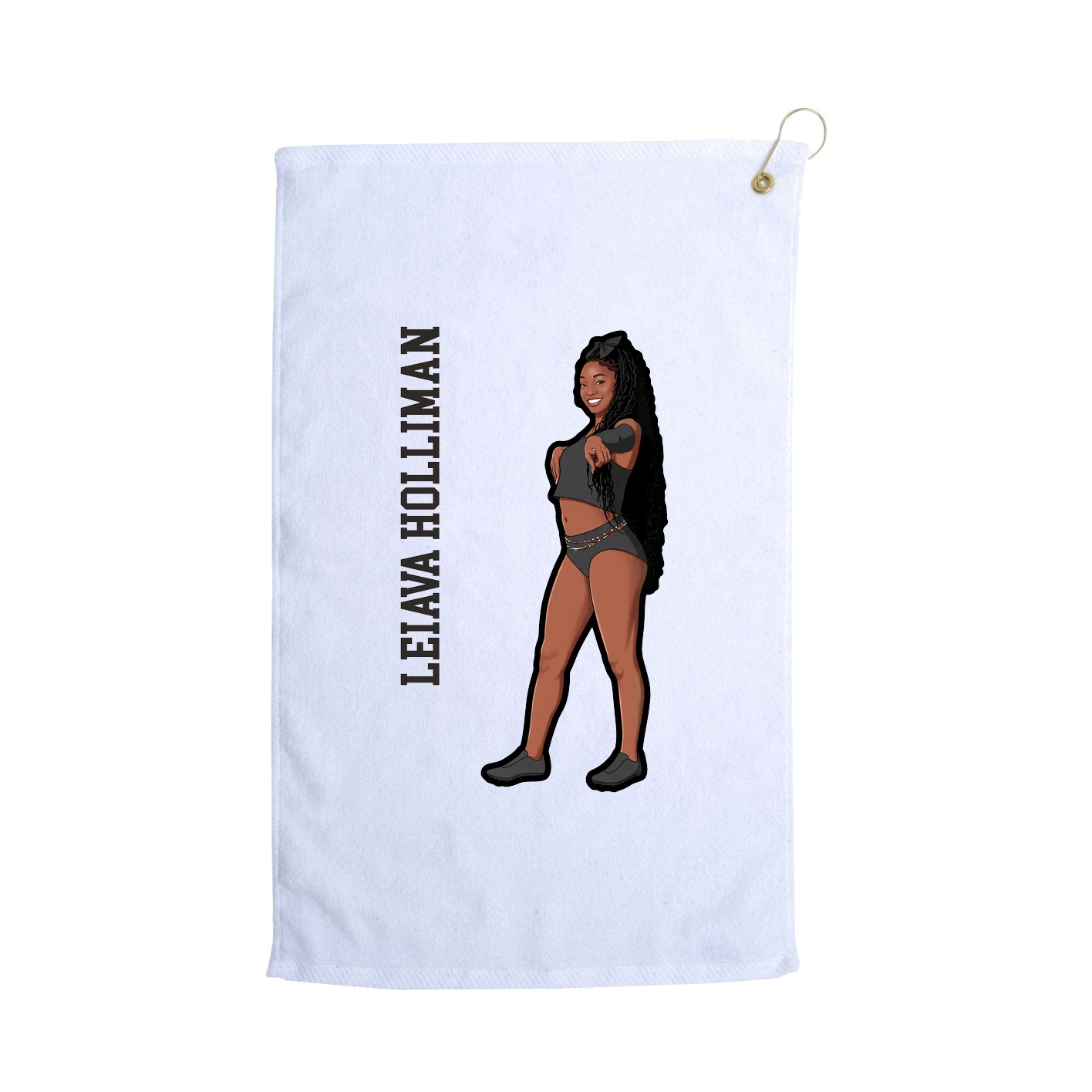 Golf Towel — Name Vertical in White
