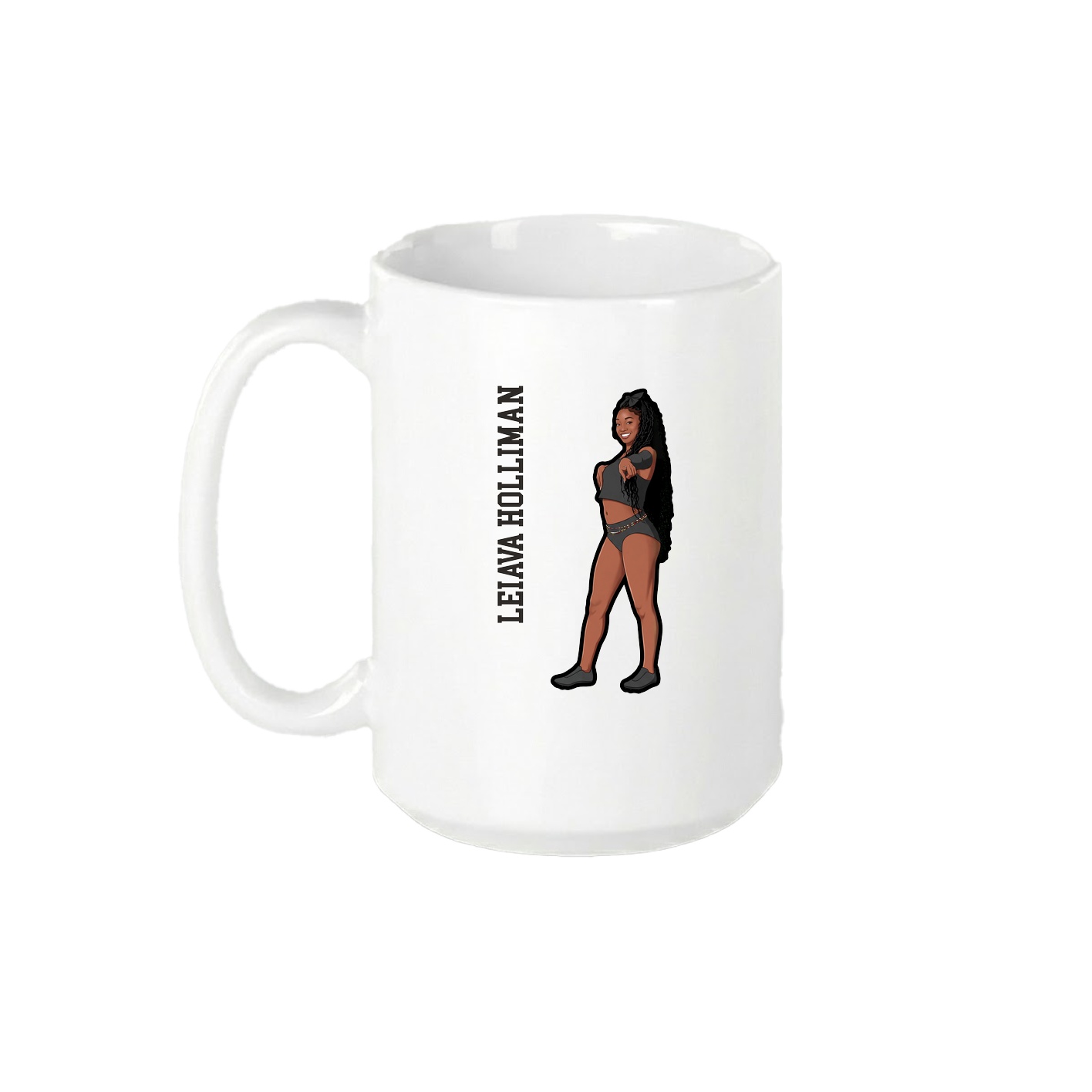 15oz Coffee Mug — Name Vertical in White