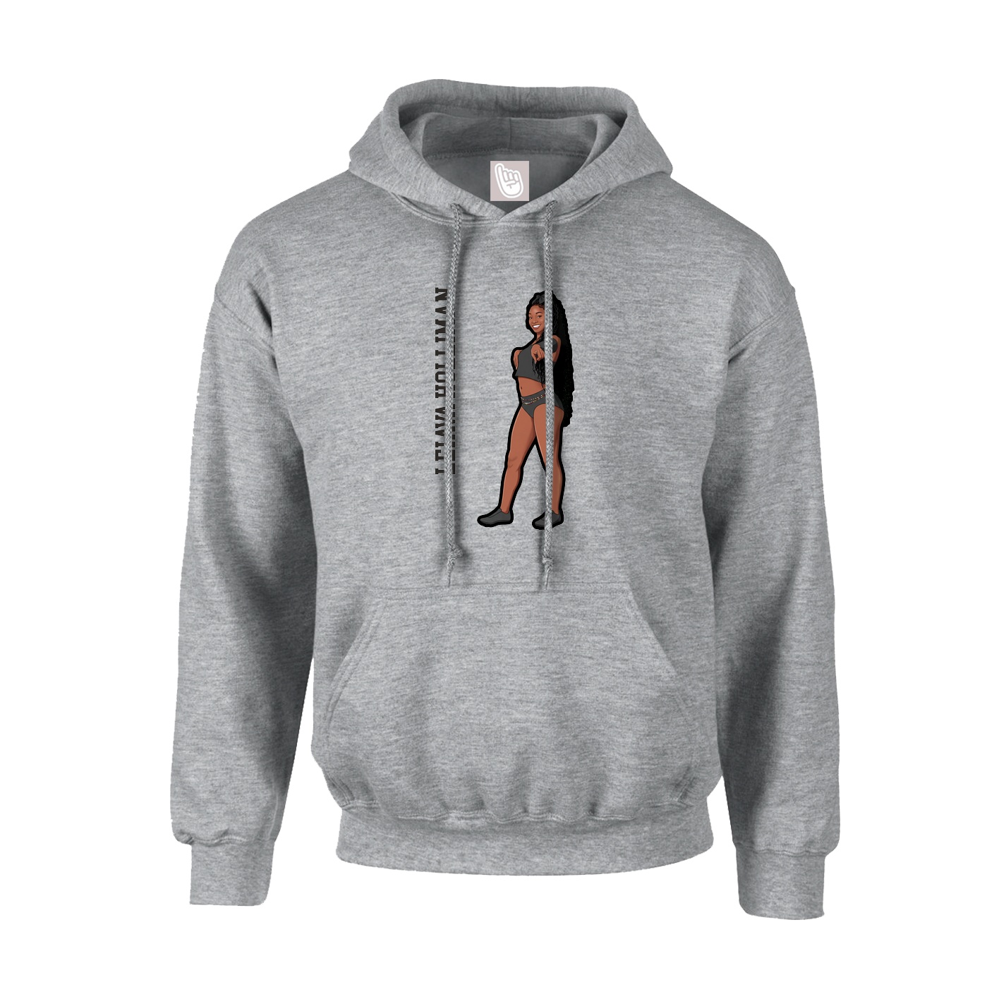 Hoodie — Name Vertical in Grey